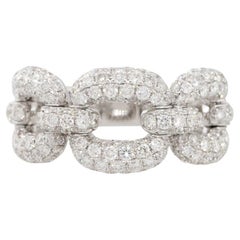 1.69 Carat Pave Diamond Oval Link Collapsible Ring 18 Karat in Stock