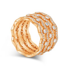 Roman Malakov Anillo de moda de cuatro filas de diamantes talla redonda de 1,69 quilates en oro rosa