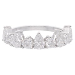 1.69 Carat SI Clarity HI Color Diamond Half Eternity Band Ring 14k White Gold