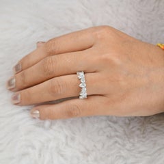 1.69 Carat SI Clarity HI Color Diamond Half Eternity Band Ring 18k White Gold