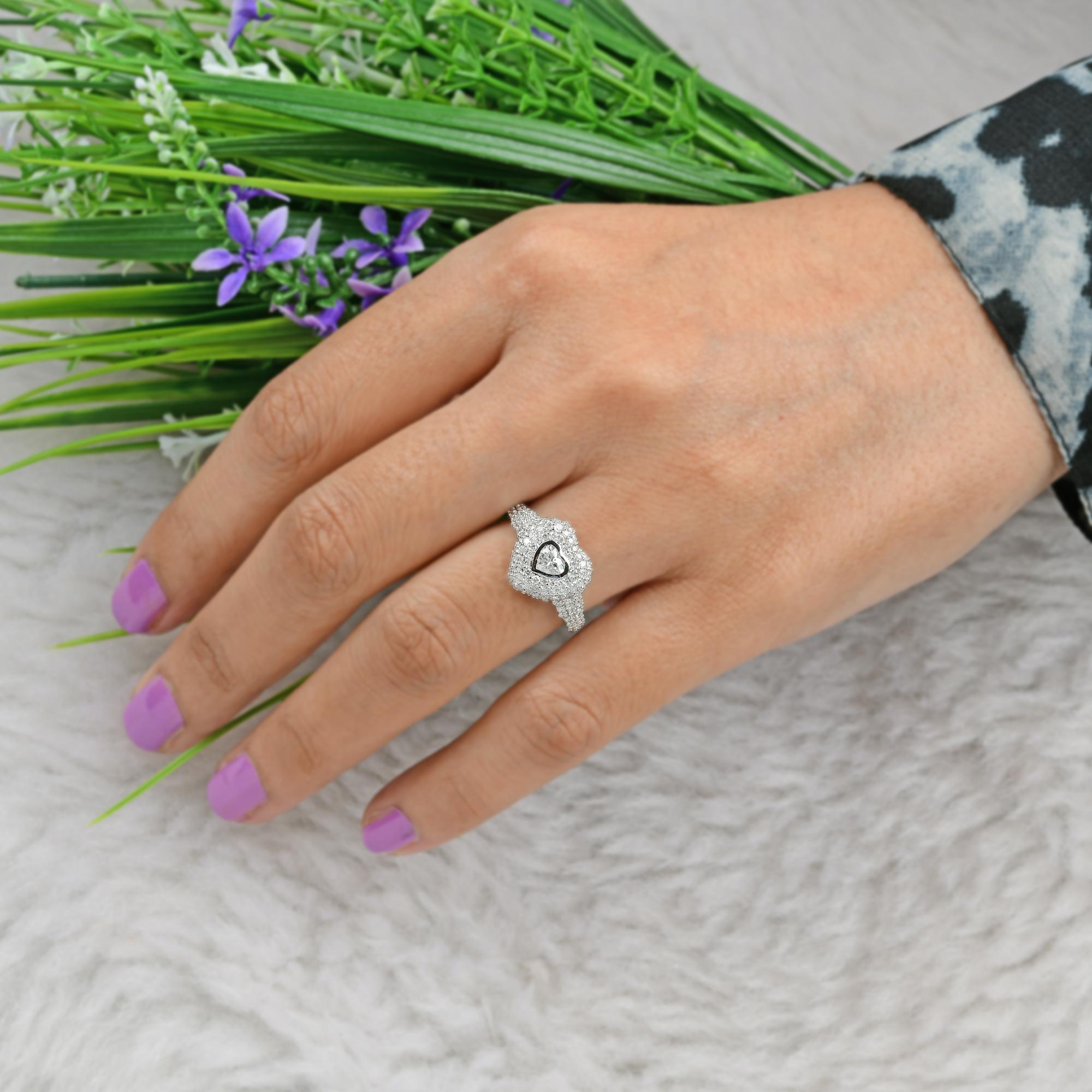 Modern 1.69 Carat SI Clarity HI Color Heart Diamond Ring 14 Karat White Gold Jewelry For Sale