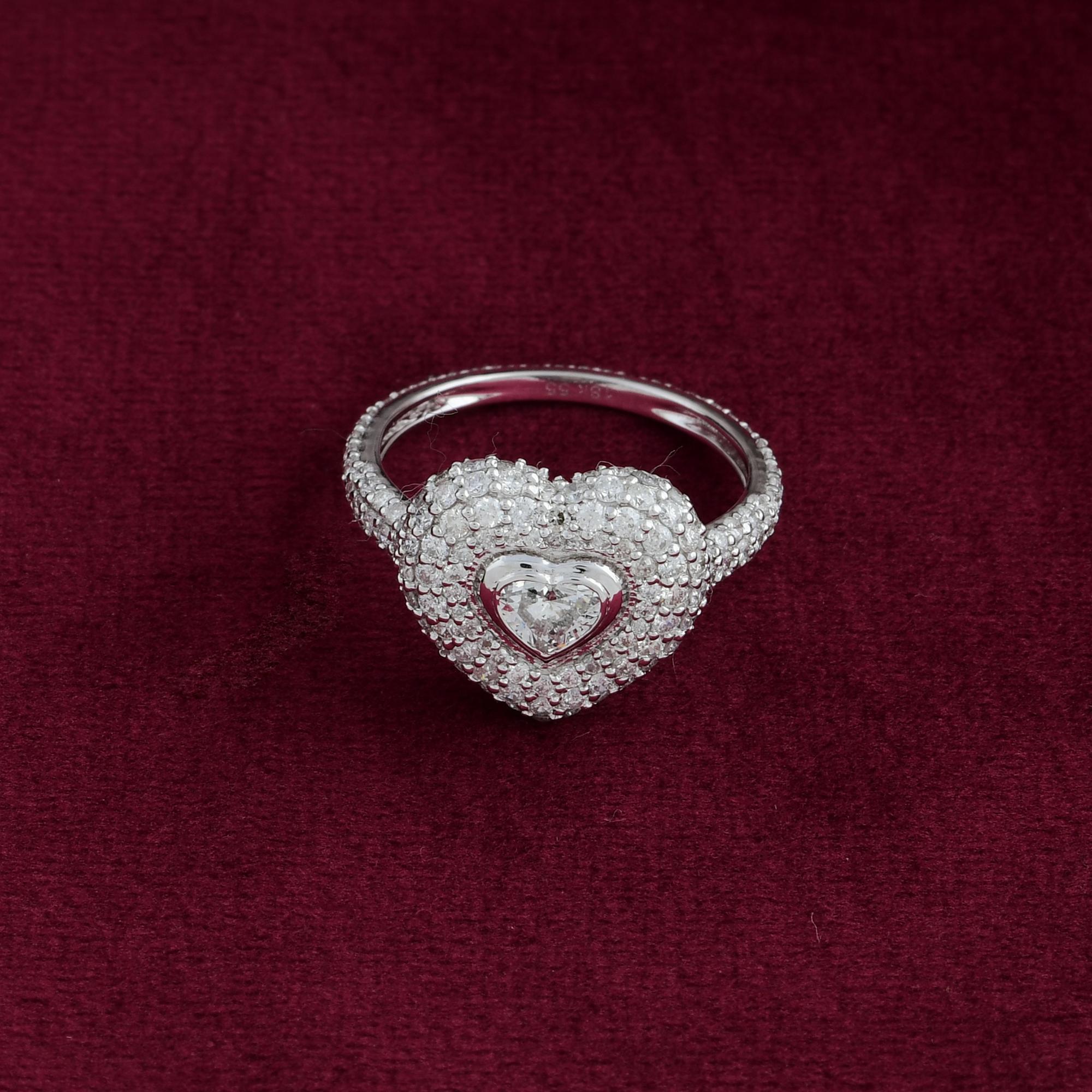 Heart Cut 1.69 Carat SI Clarity HI Color Heart Diamond Ring 14 Karat White Gold Jewelry For Sale