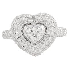 Bague avec diamant en forme de cœur de 1,69 carat, pureté SI, couleur HI, en or blanc 18 carats.