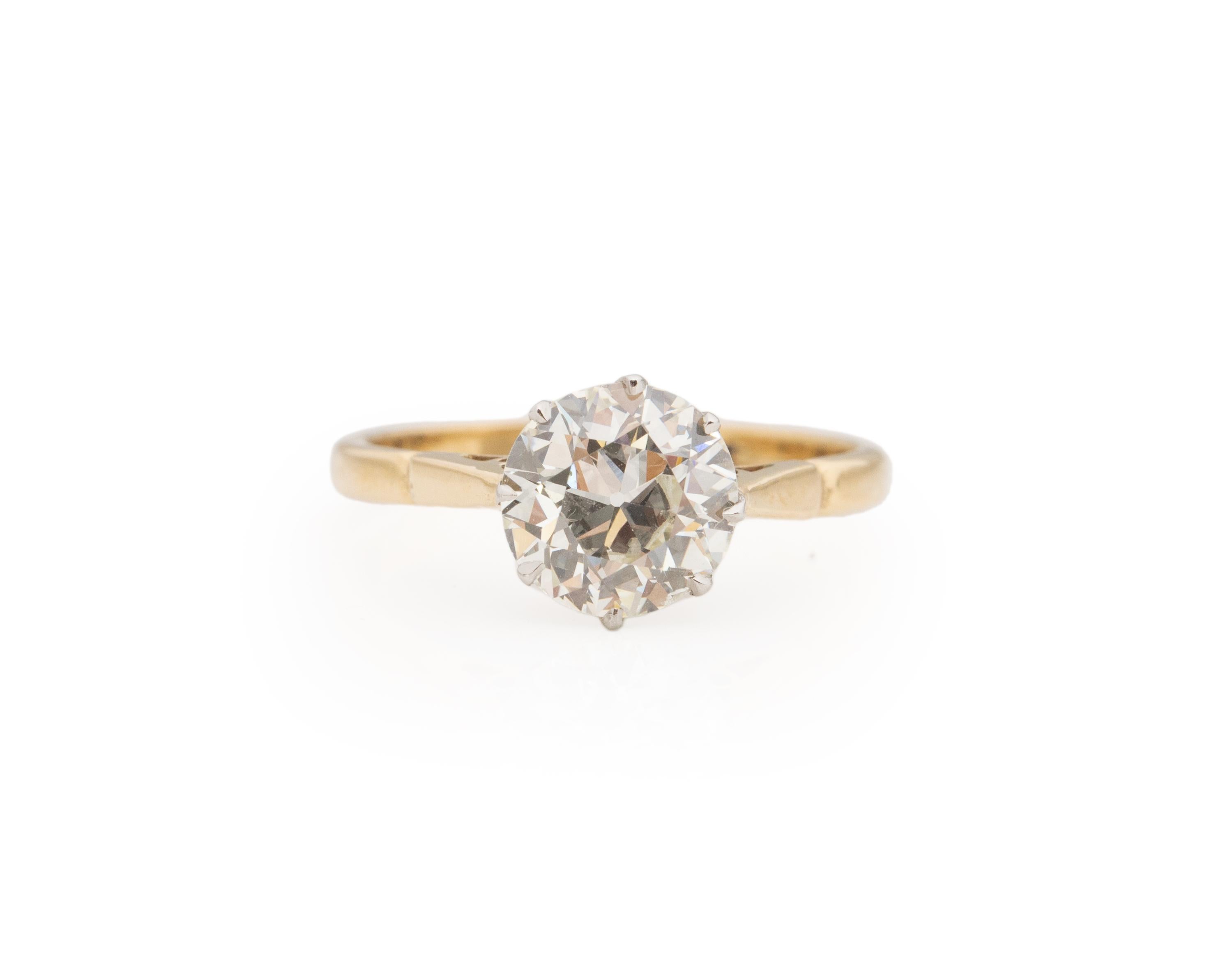 1.69 Carat Total Weight Edwardian Diamond Platinum 18K Gold Engagement Ring For Sale 3