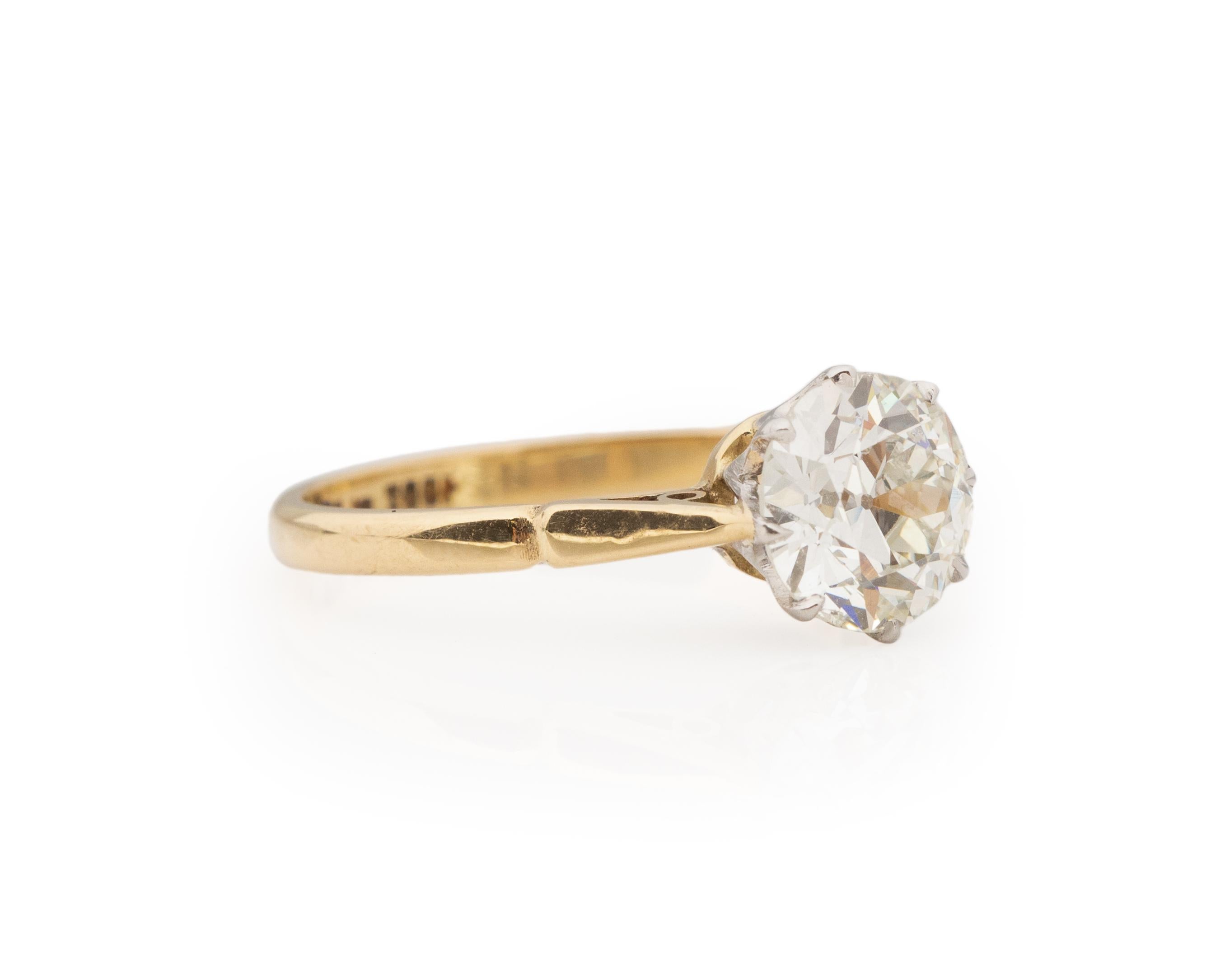 1.69 Carat Total Weight Edwardian Diamond Platinum 18K Gold Engagement Ring For Sale 4