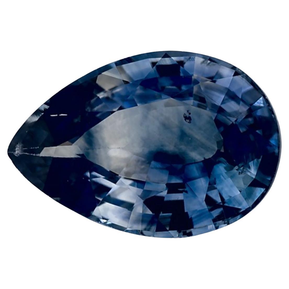 1.69 Ct Blue Sapphire Pear Loose Gemstone For Sale