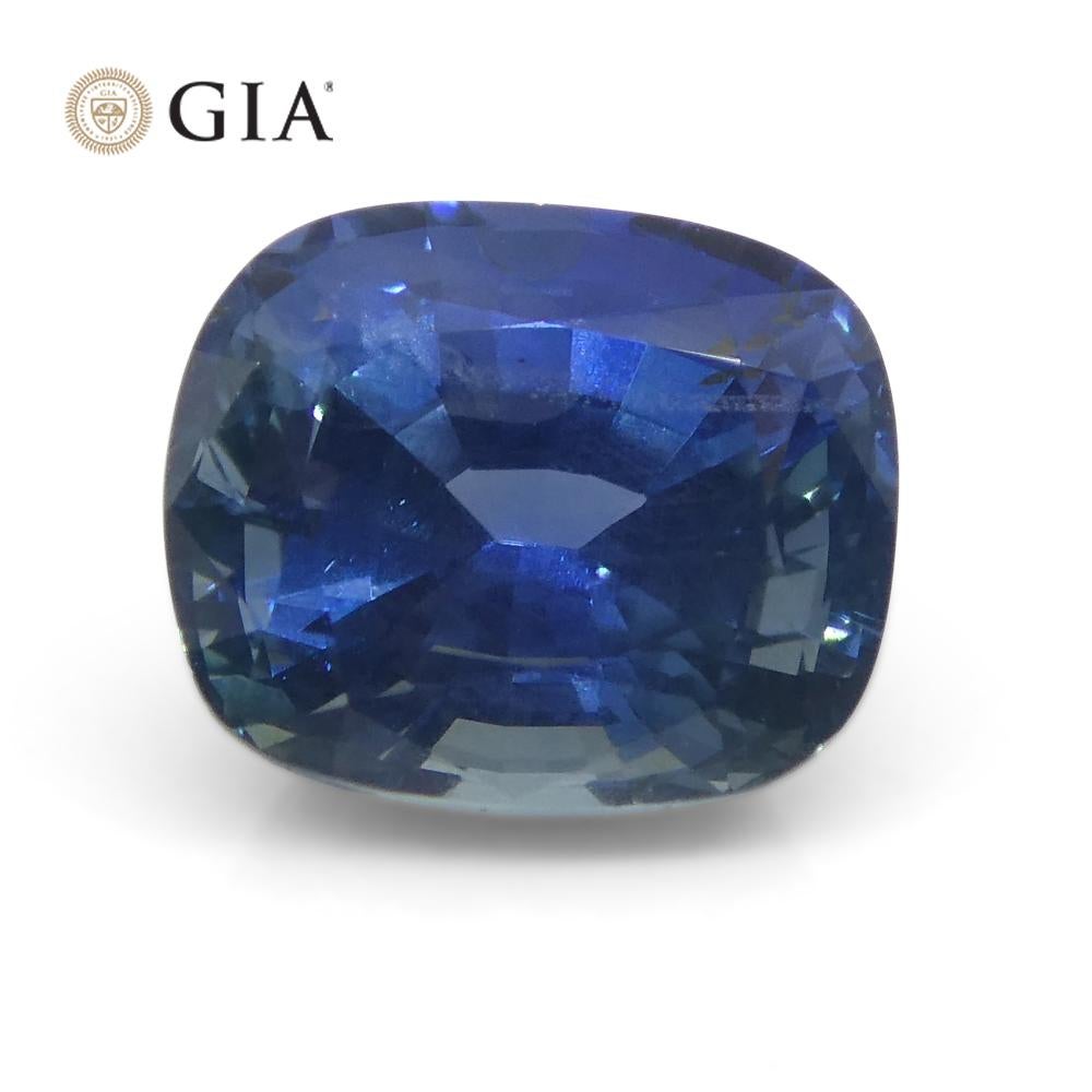 1.69 Ct Bright Blue Sapphire Cushion GIA Certified Unheated For Sale 9