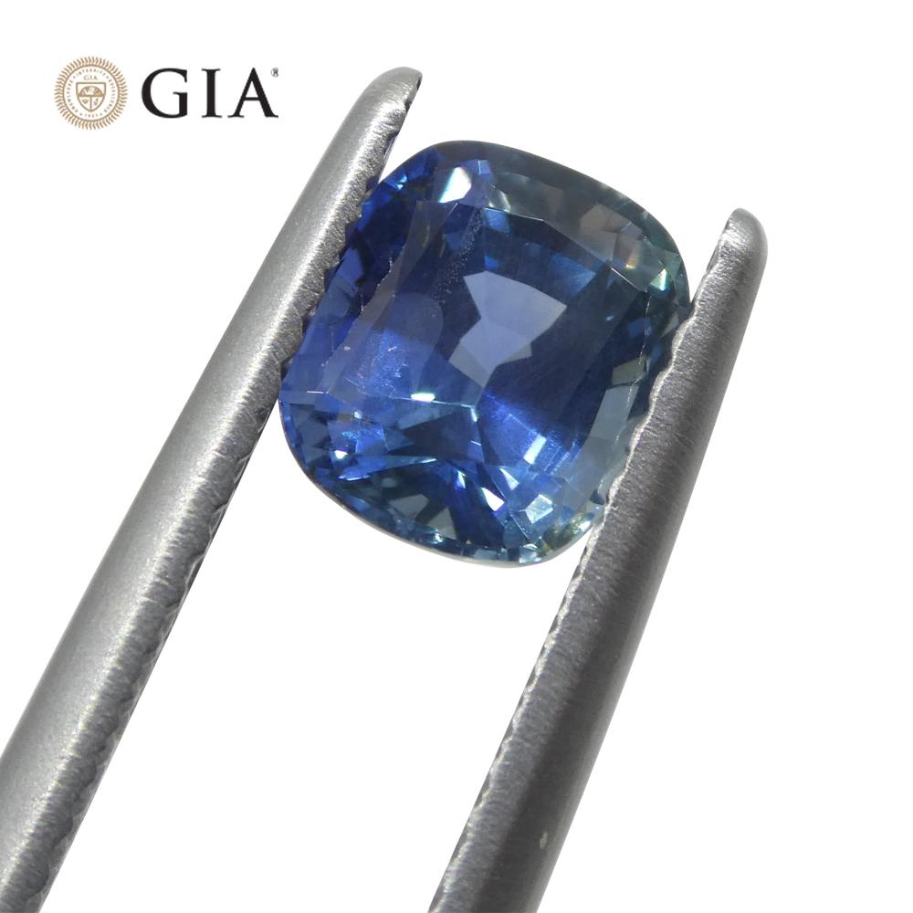 1.69 Ct Bright Blue Sapphire Cushion GIA Certified Unheated For Sale 1