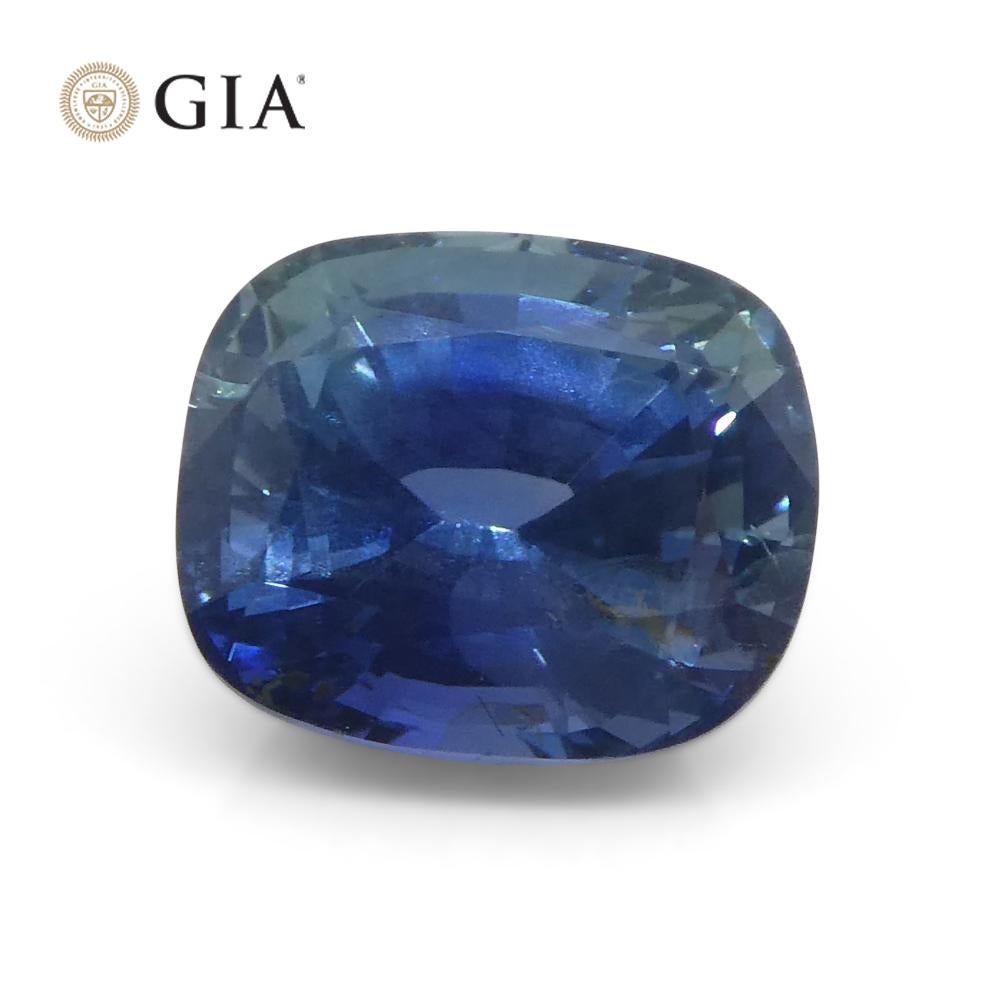 1.69 Ct Bright Blue Sapphire Cushion GIA Certified Unheated For Sale 3