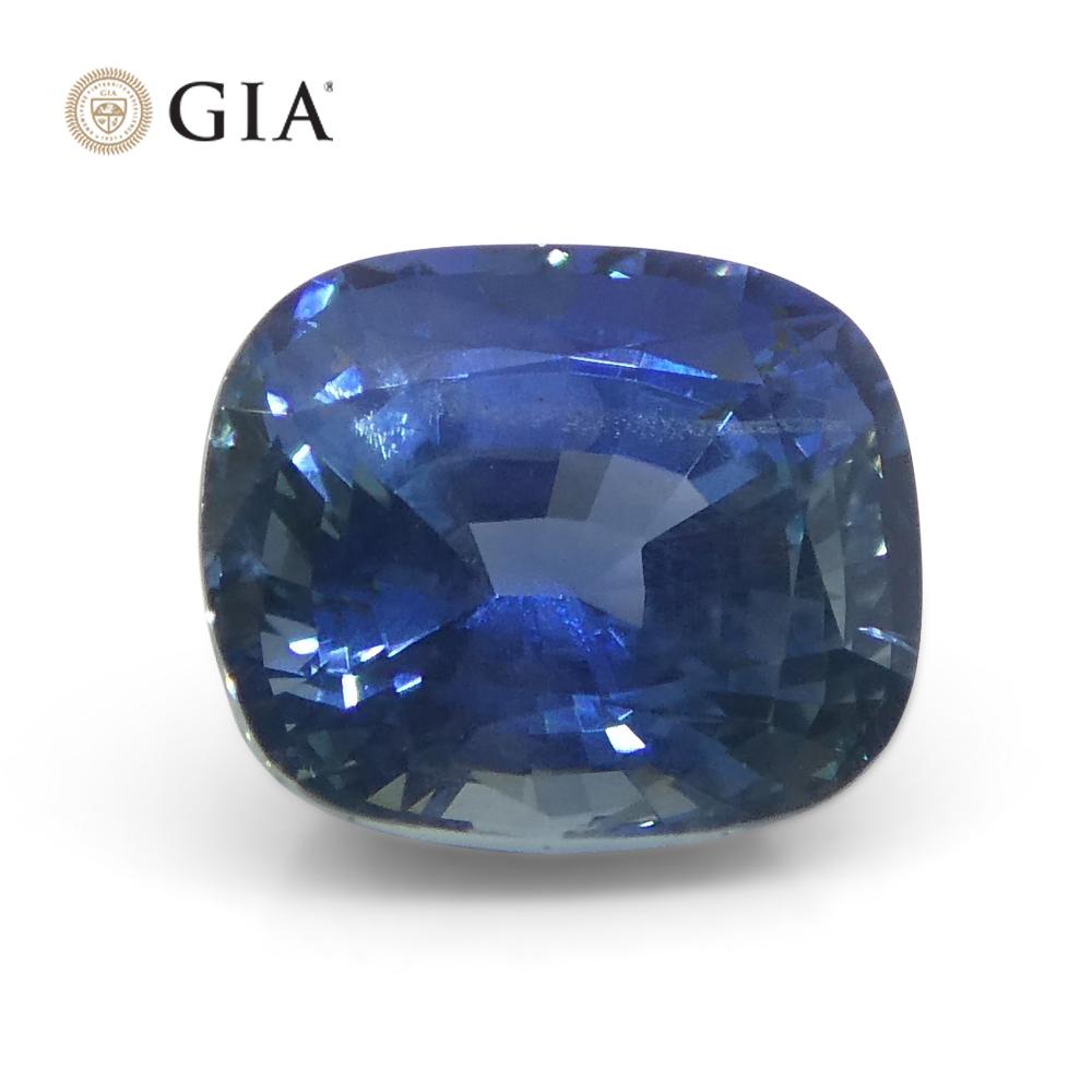 1.69 Ct Bright Blue Sapphire Cushion GIA Certified Unheated For Sale 4