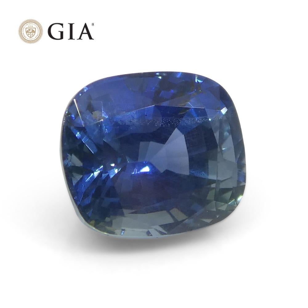 1.69 Ct Bright Blue Sapphire Cushion GIA Certified Unheated For Sale 5