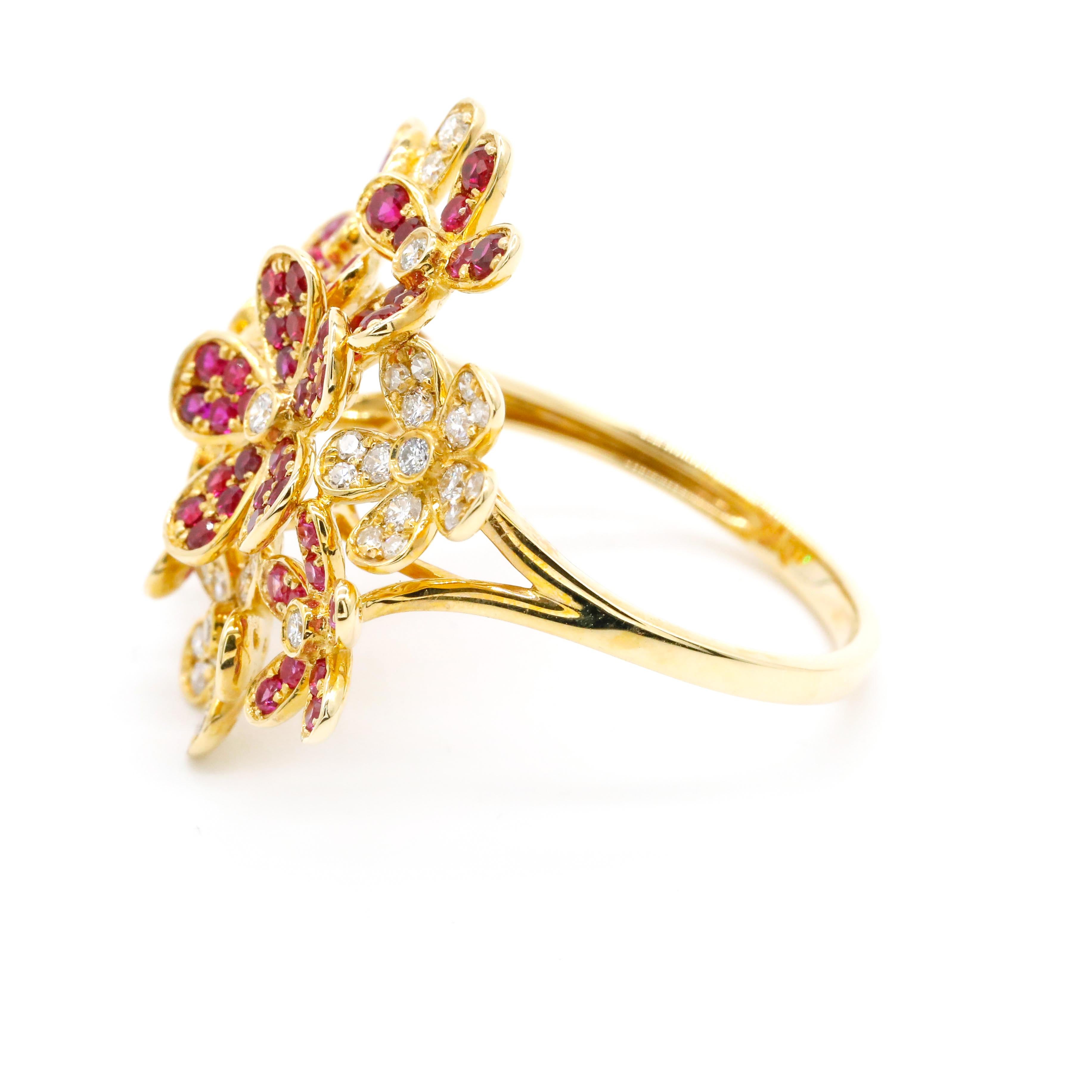 1.69 Ct Diamond Ruby Pink Sapphire Diamond Pave Flower 14K Yellow Gold Wrap Ring

This modern ring features a total of 0.44 carats of diamond round shape and 1.25 carats Pink Sapphire Gemstone Set in 14K Yellow Gold.

We guarantee all products sold
