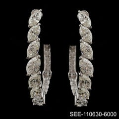 1.69 Ct Natural Diamond Marquise Cut Graduating Hoop Earrings 18K White Gold