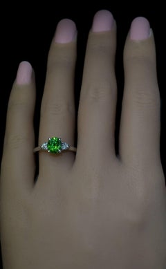 1.69ct Russian Demantoid Diamond Engagement Ring
