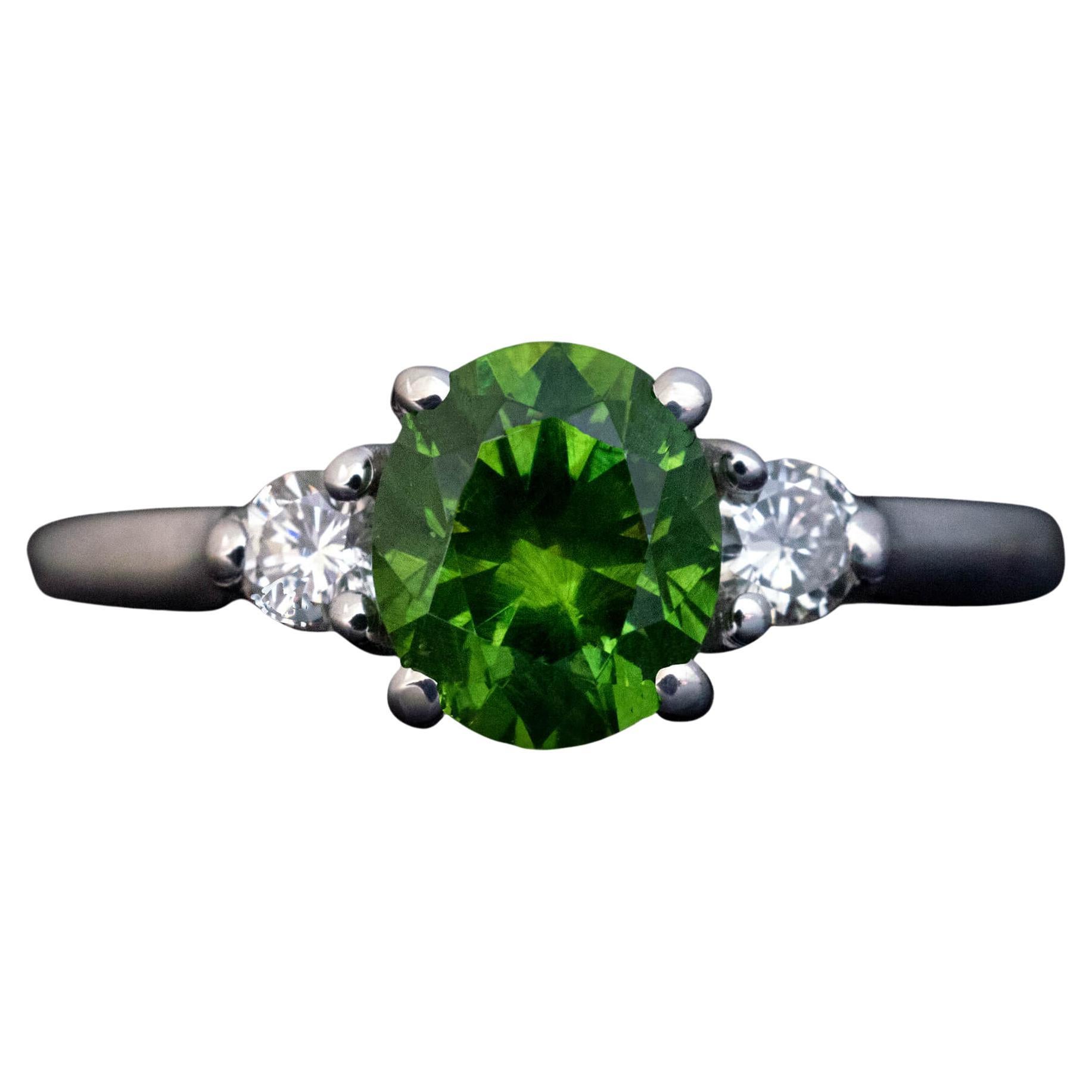 1.69ct Russian Demantoid Diamond Engagement Ring For Sale
