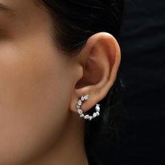Natural Diamond Pear Shape Hoop Earrings 1.69 Carats 18K White Gold
