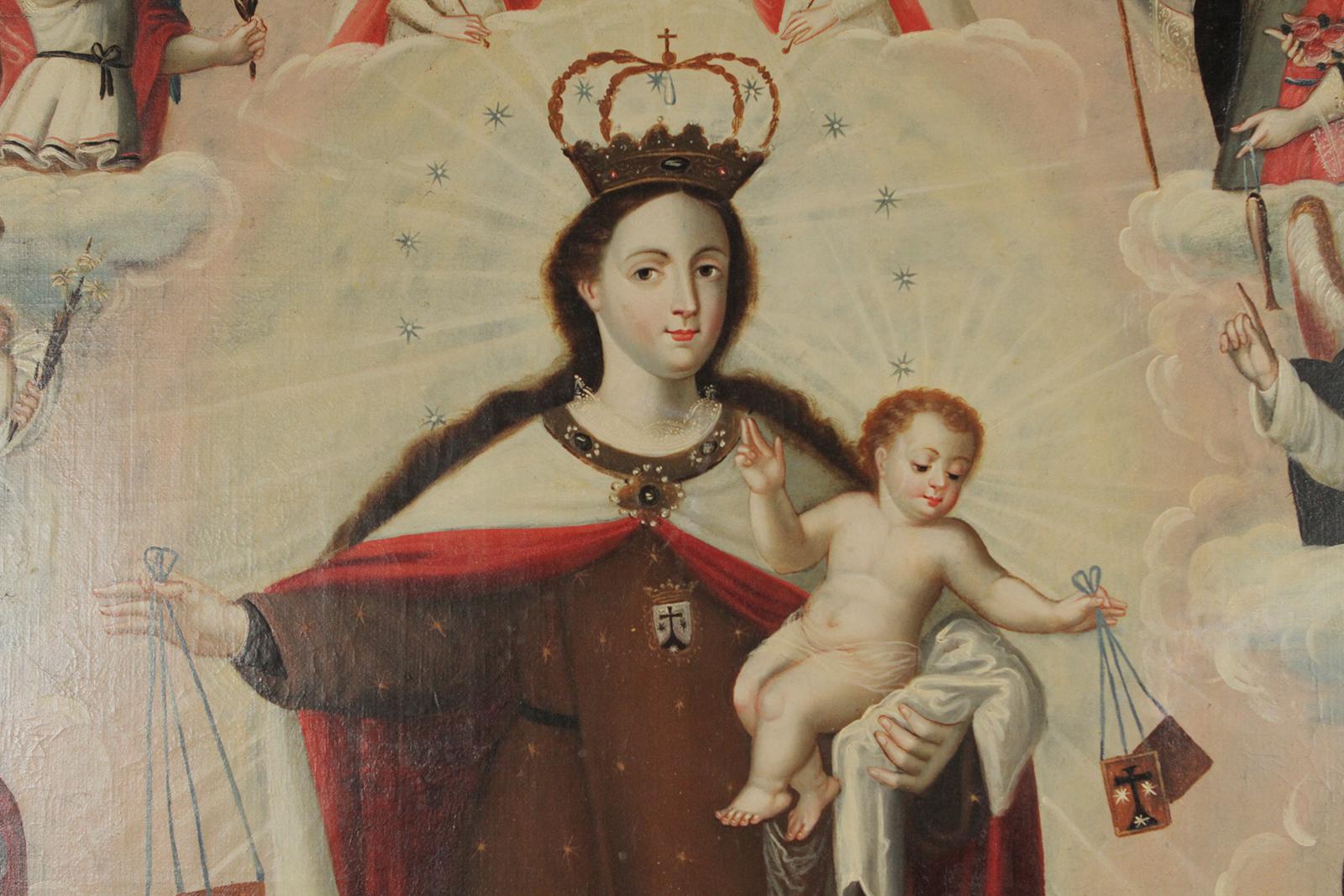 Original oil on canvas “Our Lady of Mount Caramel and Saints