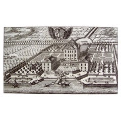 1690s Swedish Baroque Estate & Gardens Engraving