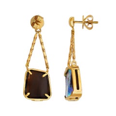 16.92 Carat Australian Boulder Opal & 18k Gold Earrings