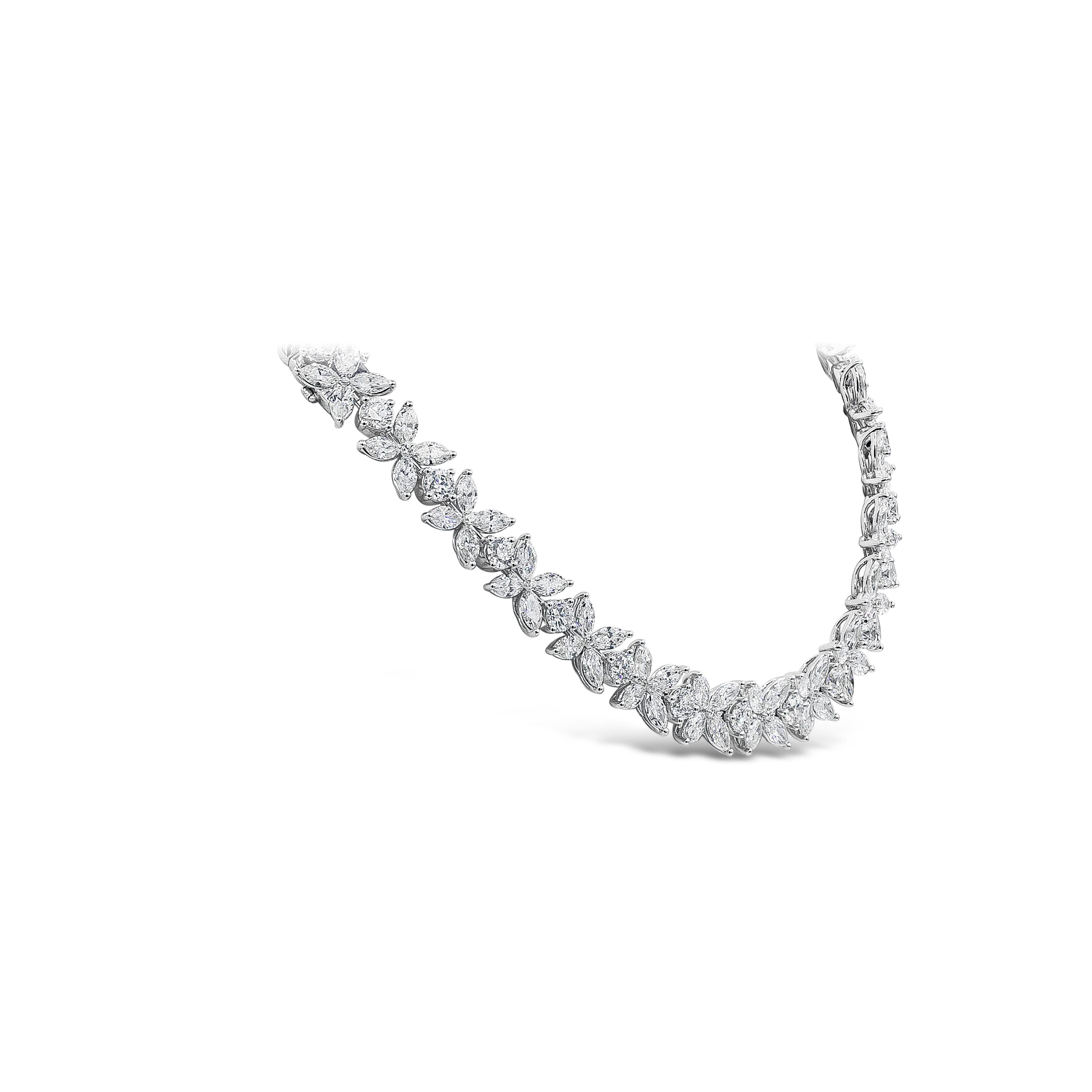 Contemporary Roman Malakov 16.92 Carats Total Diamond Floral Motif Bracelet Necklace For Sale