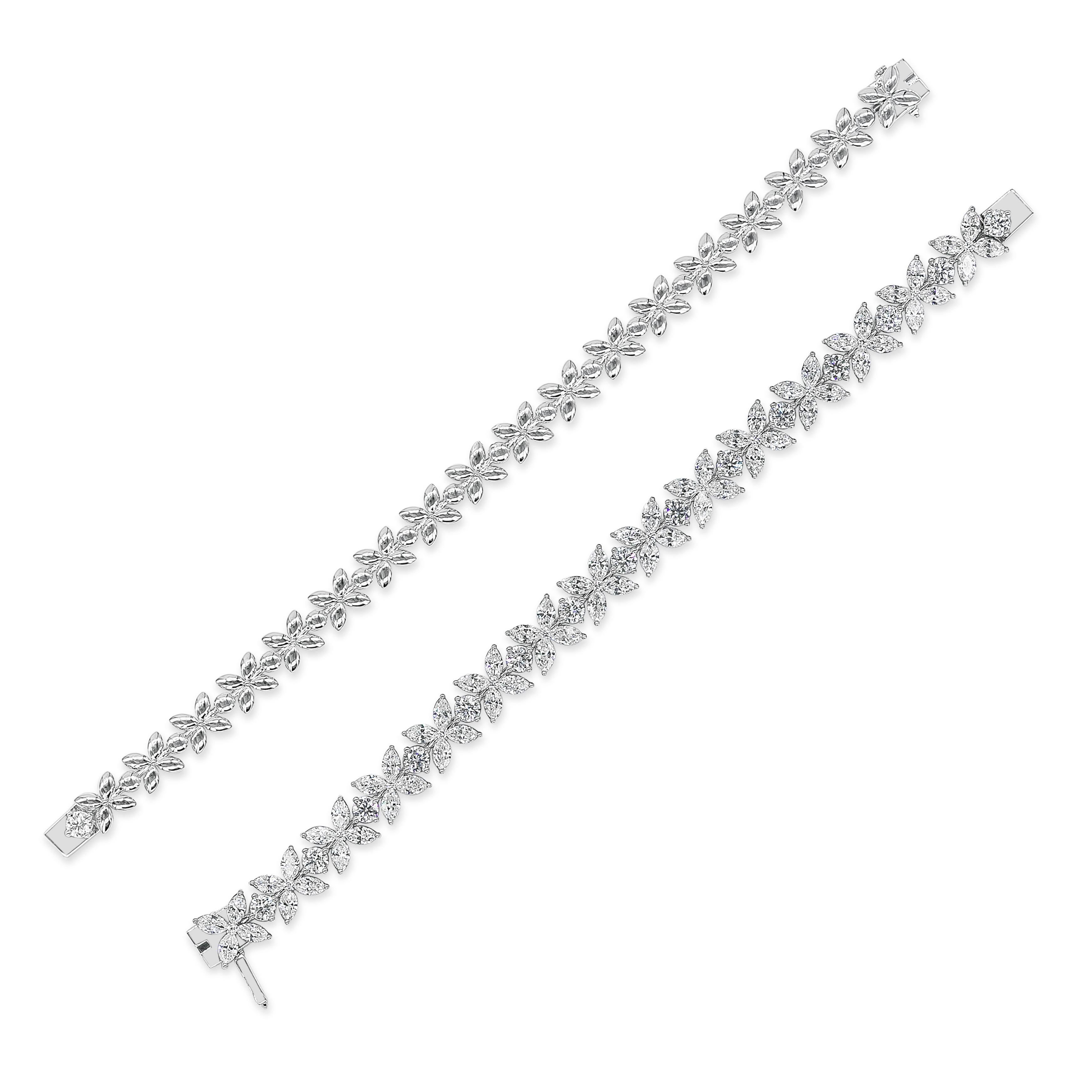 Brilliant Cut Roman Malakov 16.92 Carats Total Diamond Floral Motif Bracelet Necklace For Sale