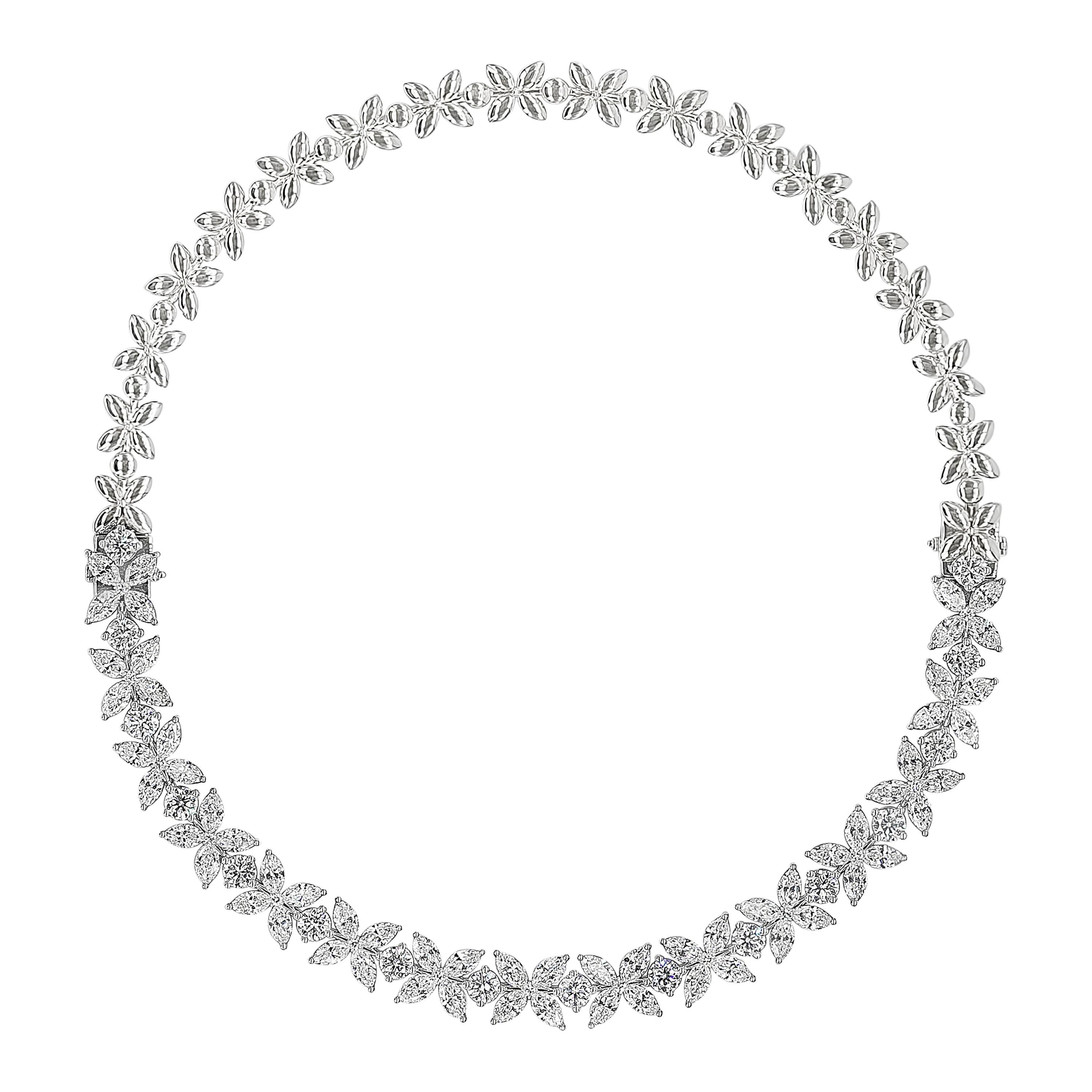 Roman Malakov 16.92 Carats Total Diamond Floral Motif Bracelet Necklace For Sale