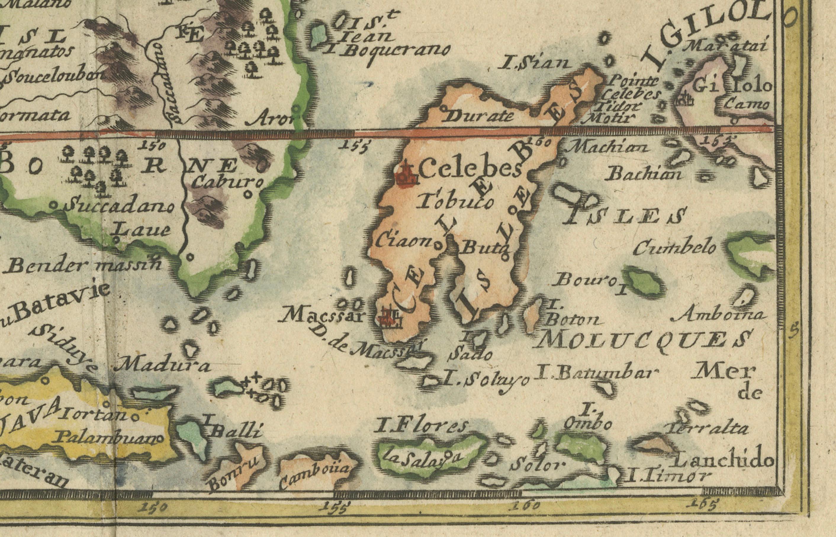 Engraved 1692 Jacq. Peeters Map: East Indies, Indonesia, Japan, Philippines and Singapore For Sale