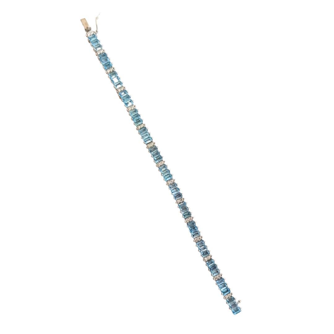 Donna 16,95 Carati Topazio Blu Dichiarazione Bracciale Tennis in Argento per Regalo di Fidanzamento in vendita