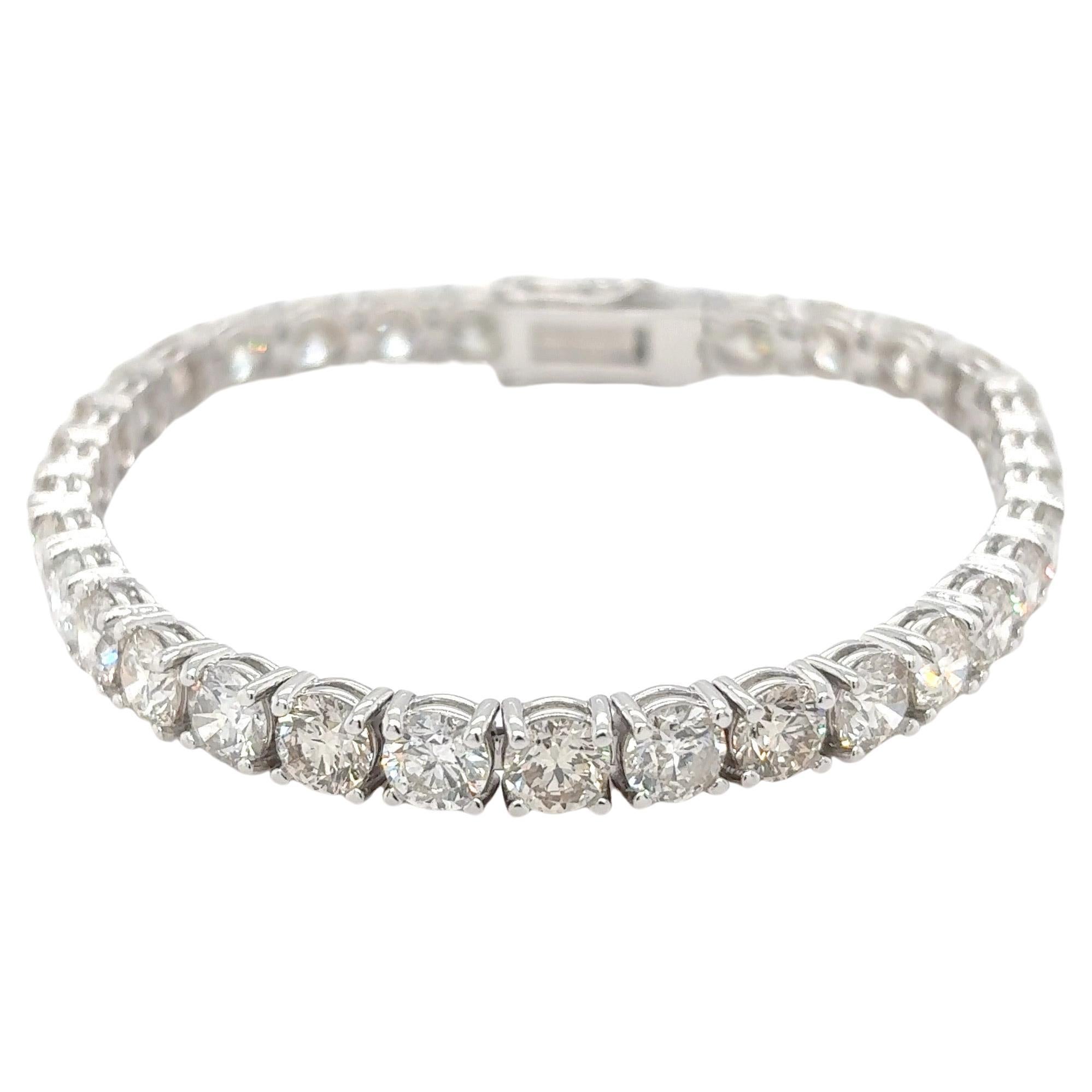 16.95 Carat Brilliant Cut Diamond White Gold Tennis Bracelet