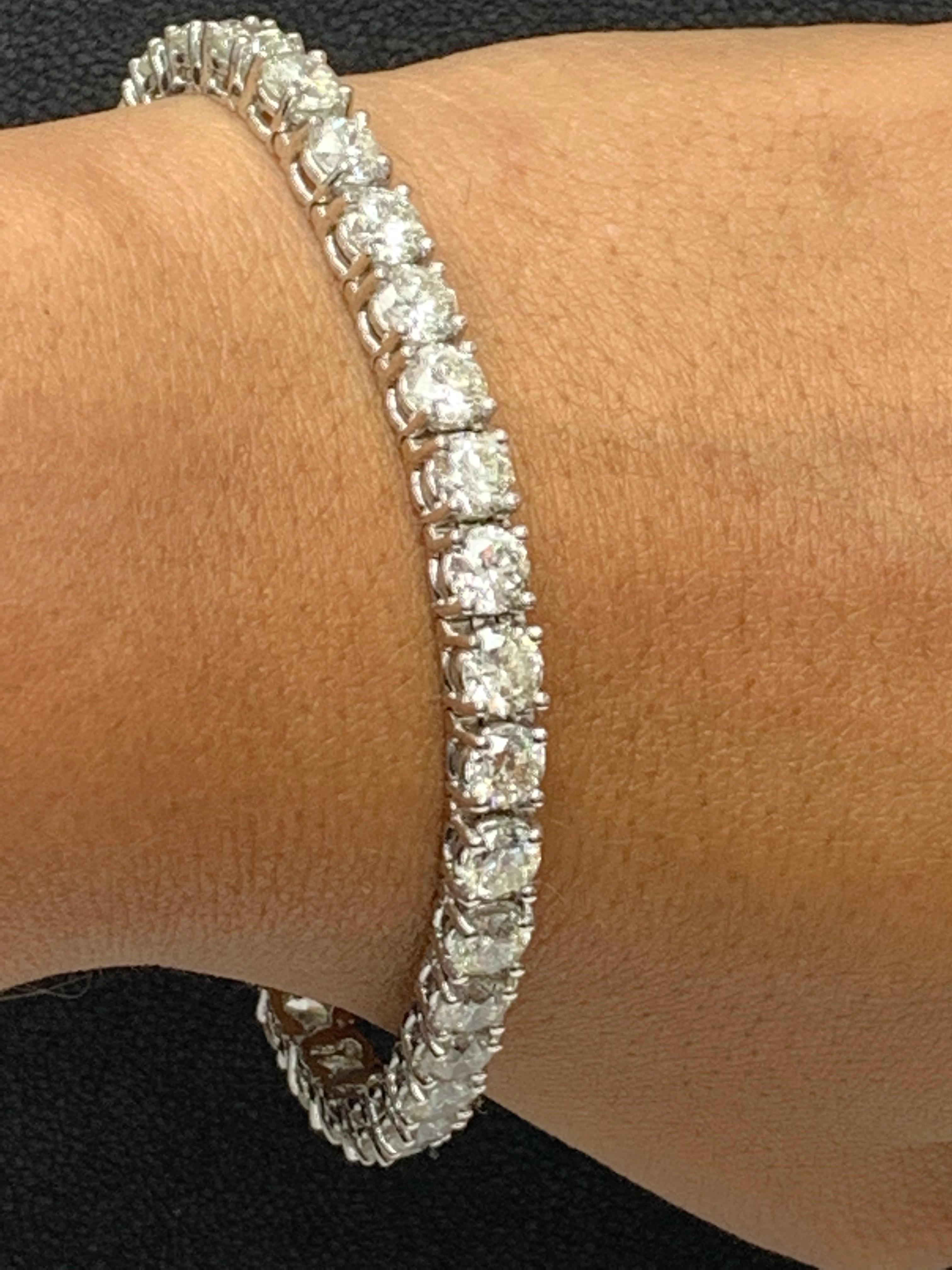 Bracelet tennis en or blanc 14 carats avec diamants ronds taille brillant de 16,95 carats en vente 5