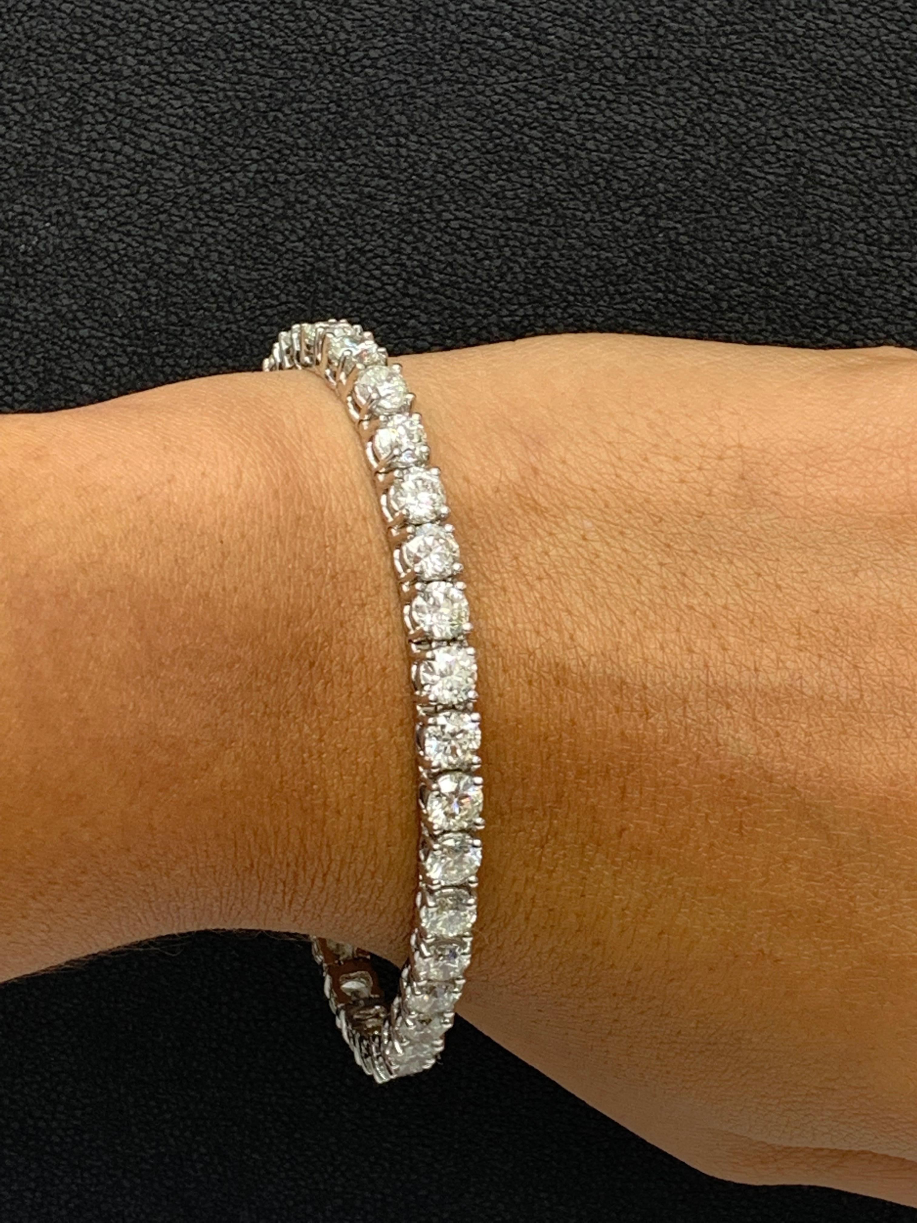 16.95 Carat Brilliant Cut Round Diamond Tennis Bracelet in 14K White Gold For Sale 3