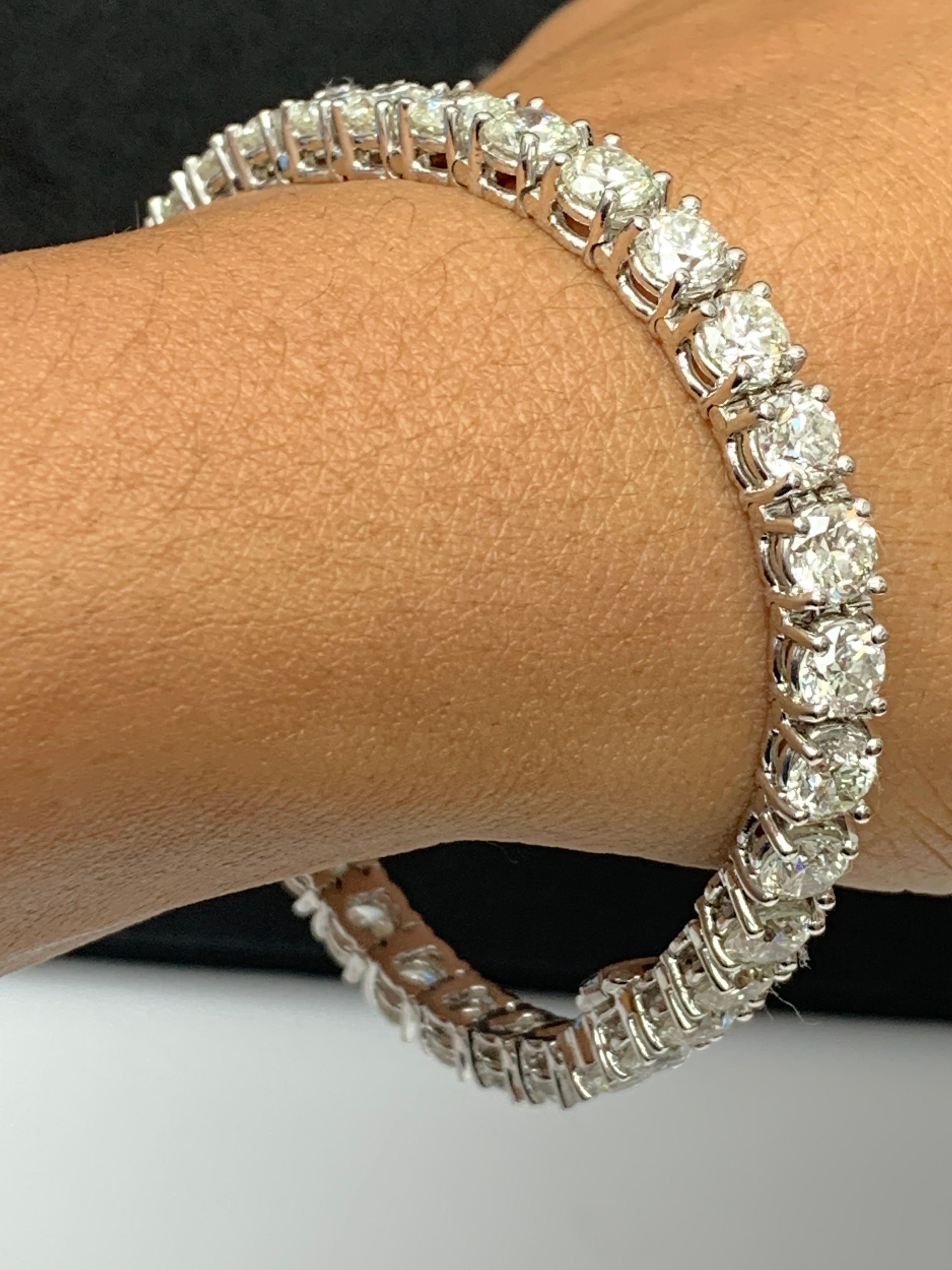 Bracelet tennis en or blanc 14 carats avec diamants ronds taille brillant de 16,95 carats en vente 7