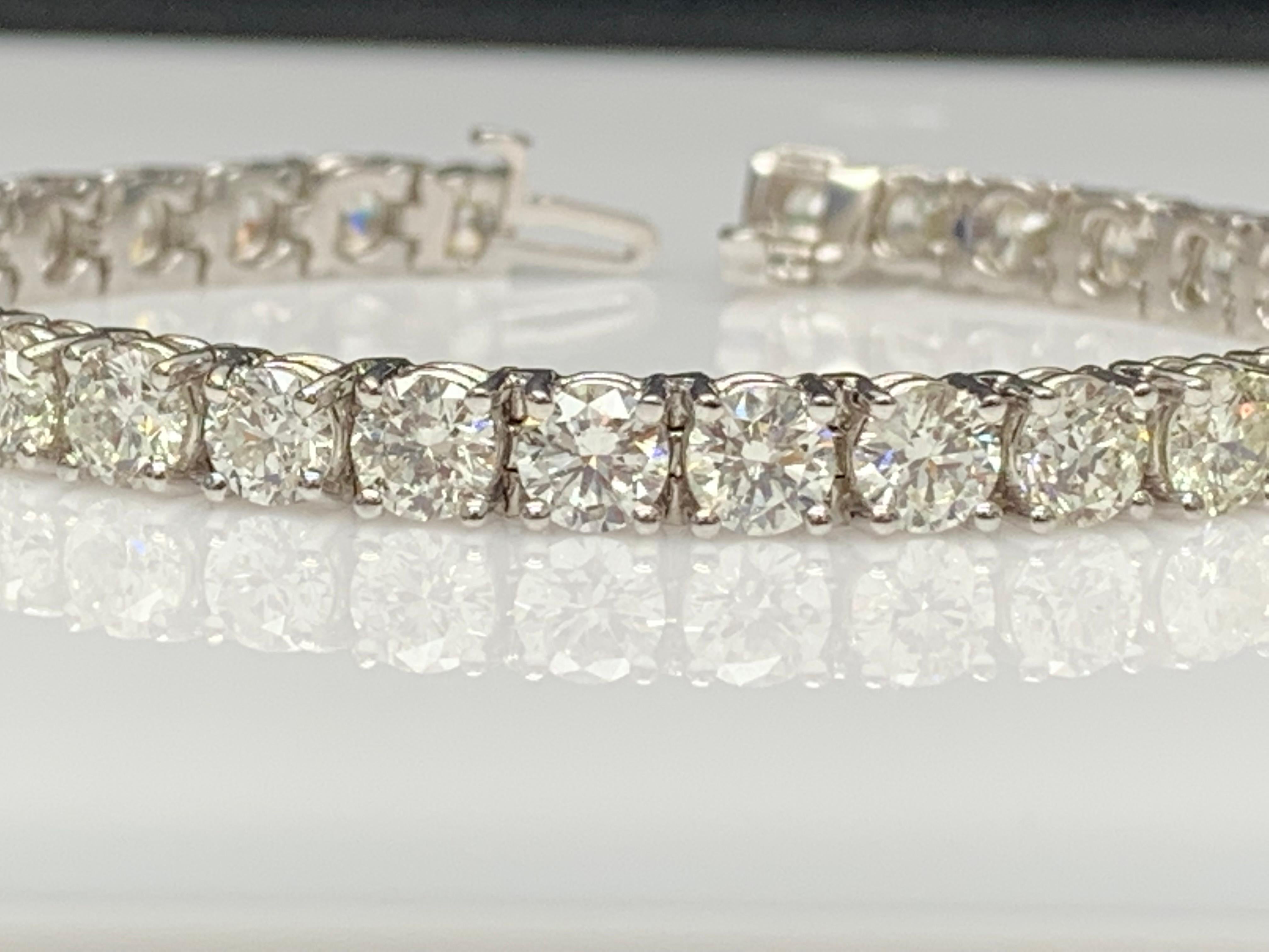 Bracelet tennis en or blanc 14 carats avec diamants ronds taille brillant de 16,95 carats en vente 3