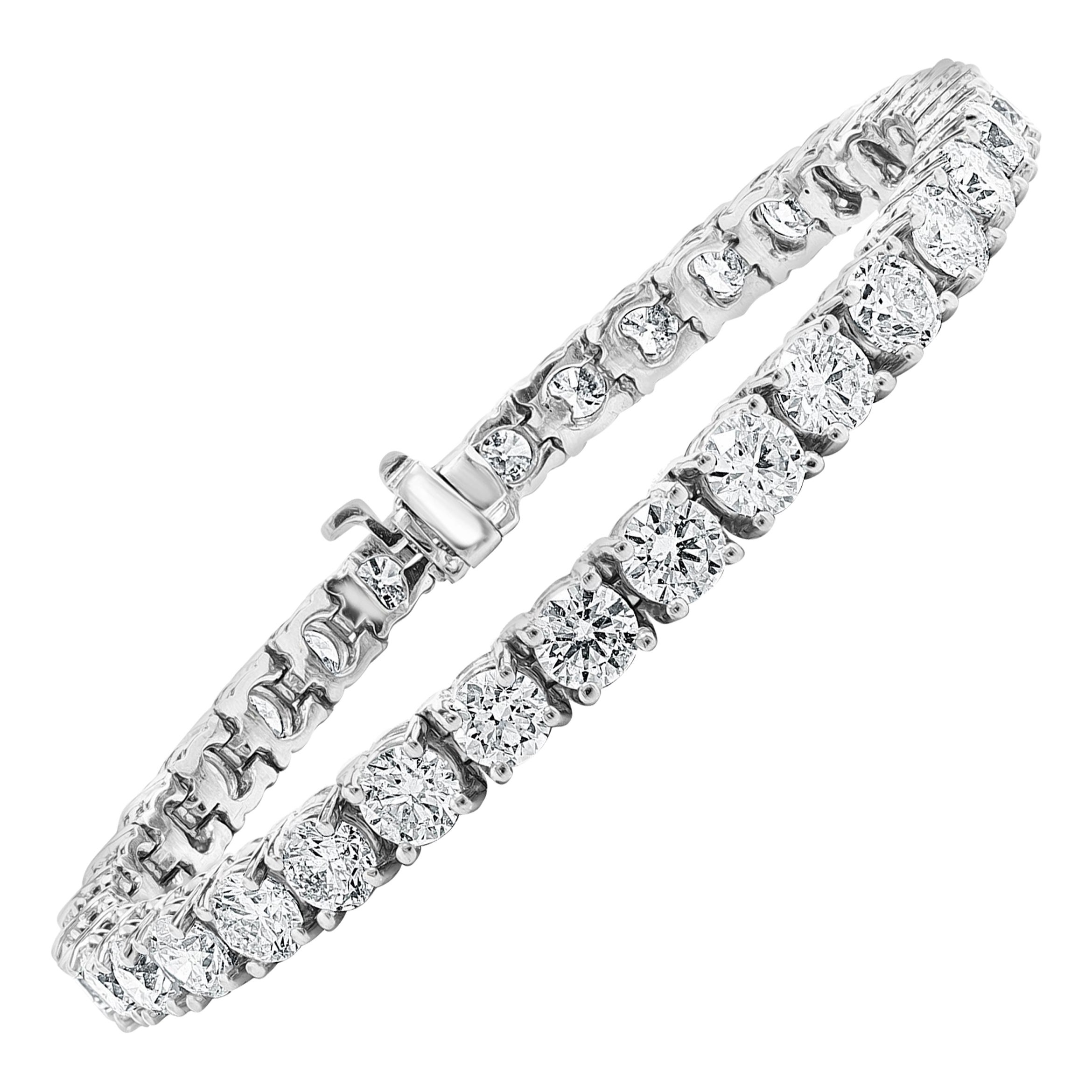 Pulsera de tenis con diamantes redondos talla brillante de 16,95 quilates en oro blanco de 14 quilates