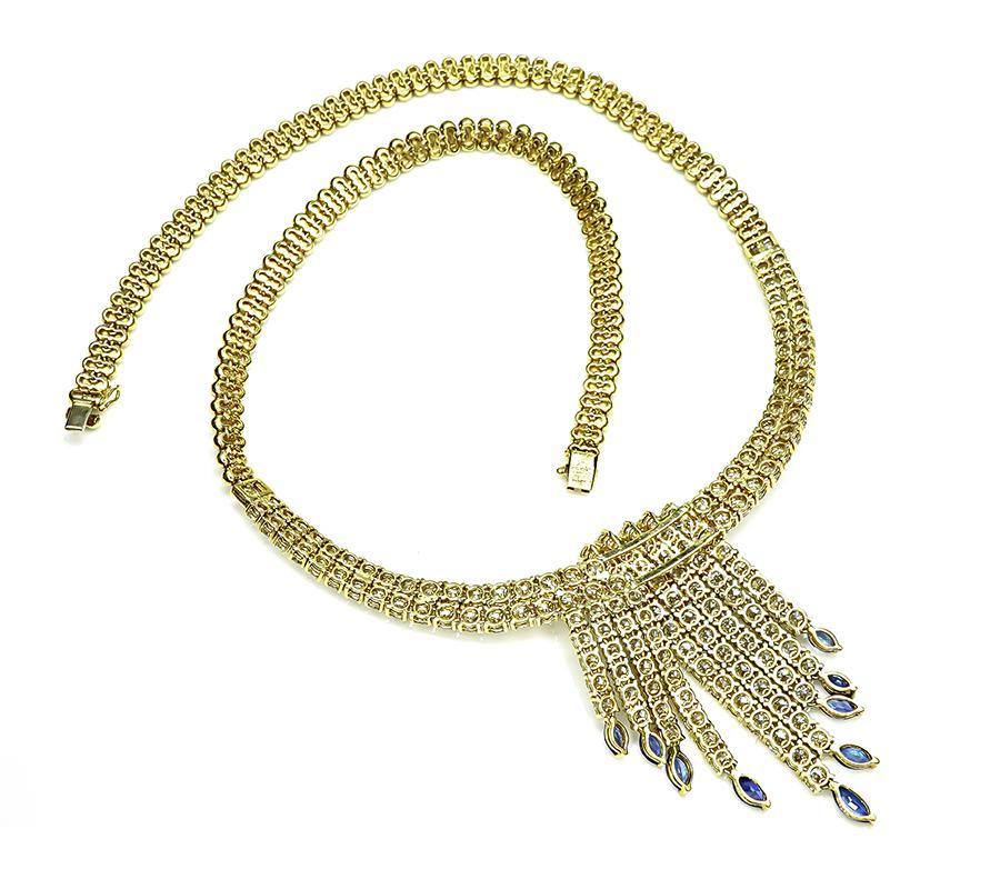 16.95ct Diamond 3.05ct Sapphire Gold Necklace In Good Condition For Sale In New York, NY