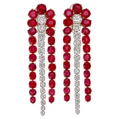 16.96 Carat Burma Ruby No Heat and Diamond Earrings in 18 Karat White Gold