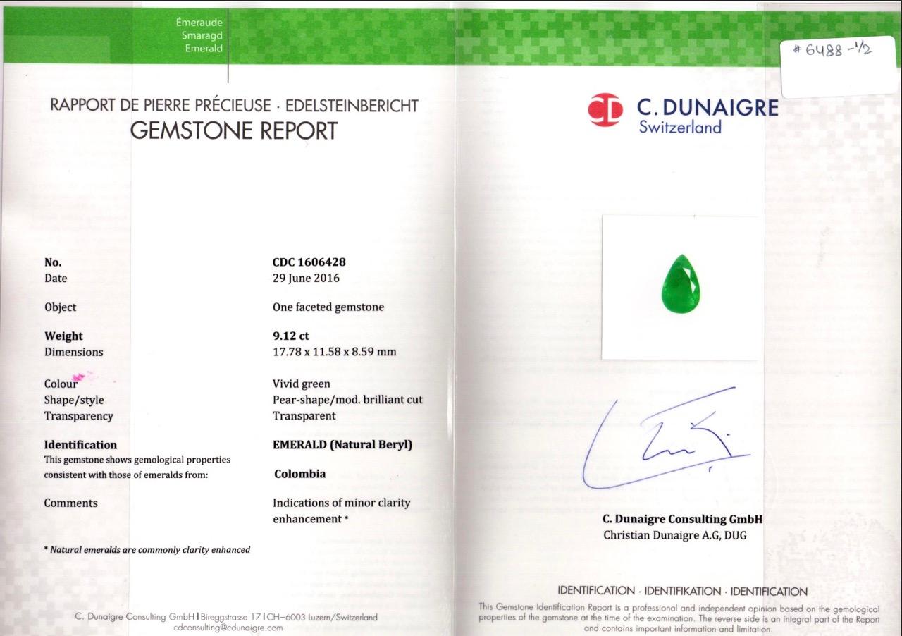 16.96 Carat CD Certified Colombian Emerald Pear Shape Pair en vente 1