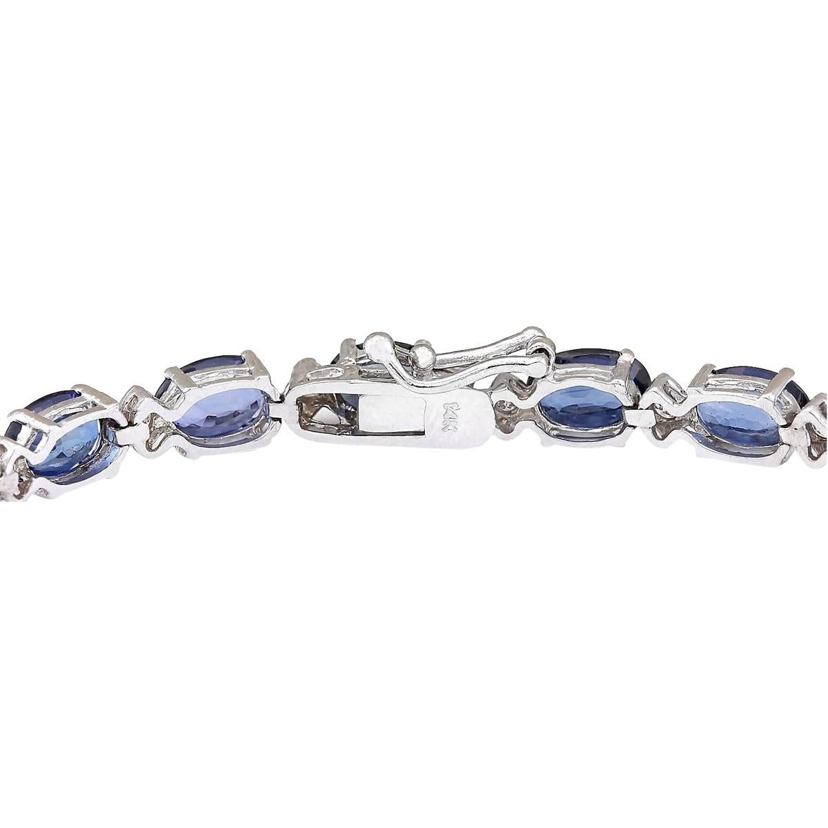 Introducing our exquisite 14K White Gold Diamond Bracelet, featuring a stunning 16.20 Carat Sapphire elegantly set alongside 0.76 Carat Diamonds. Crafted with meticulous attention to detail, this bracelet is stamped with 14K White Gold and weighs