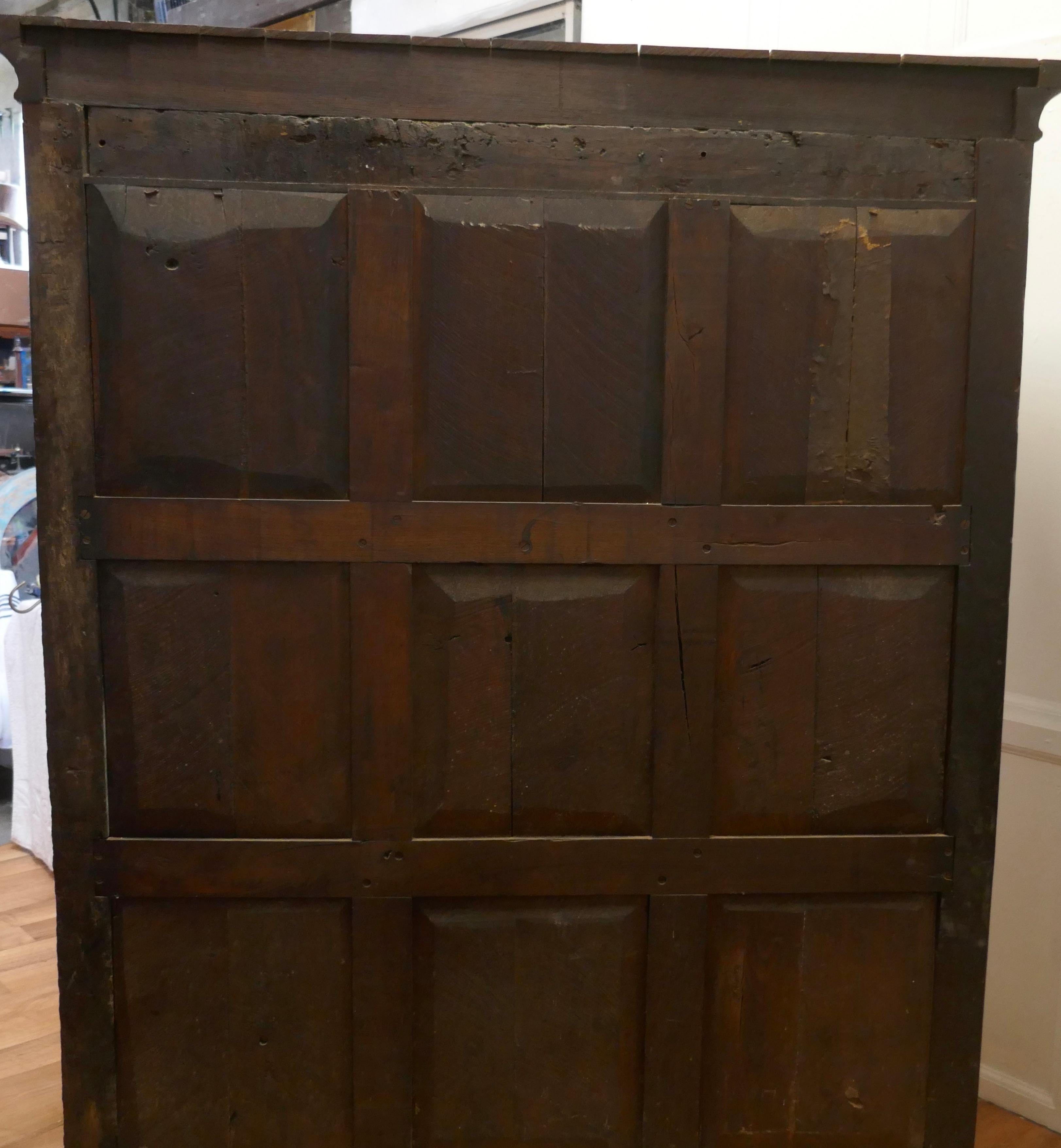 1696 French Carved Oak Court Cupboard, Cottage size Livery Cupboard     For Sale 12