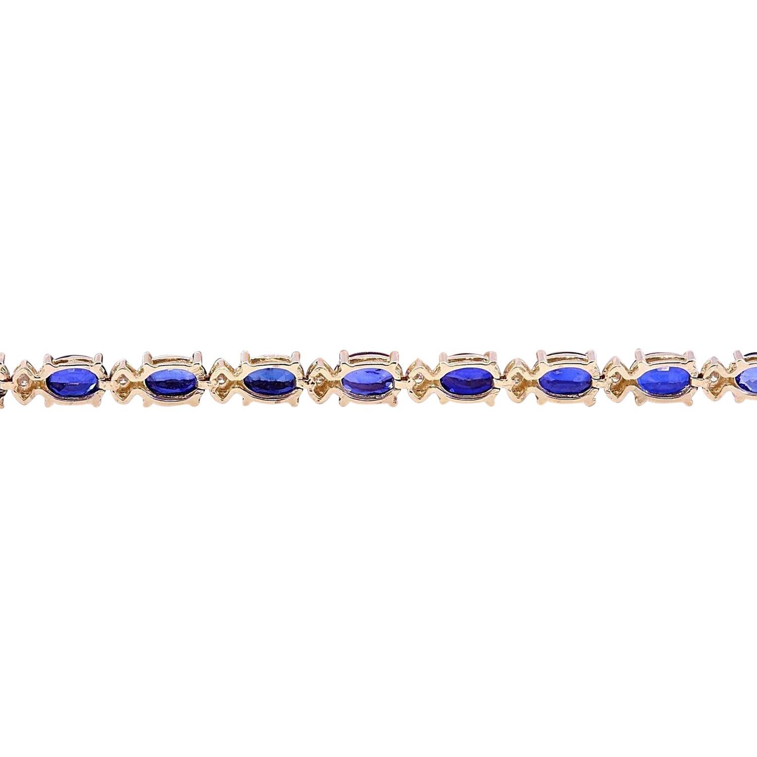 Sapphire Diamond Bracelet In 14 Karat Solid Yellow Gold  In New Condition For Sale In Los Angeles, CA