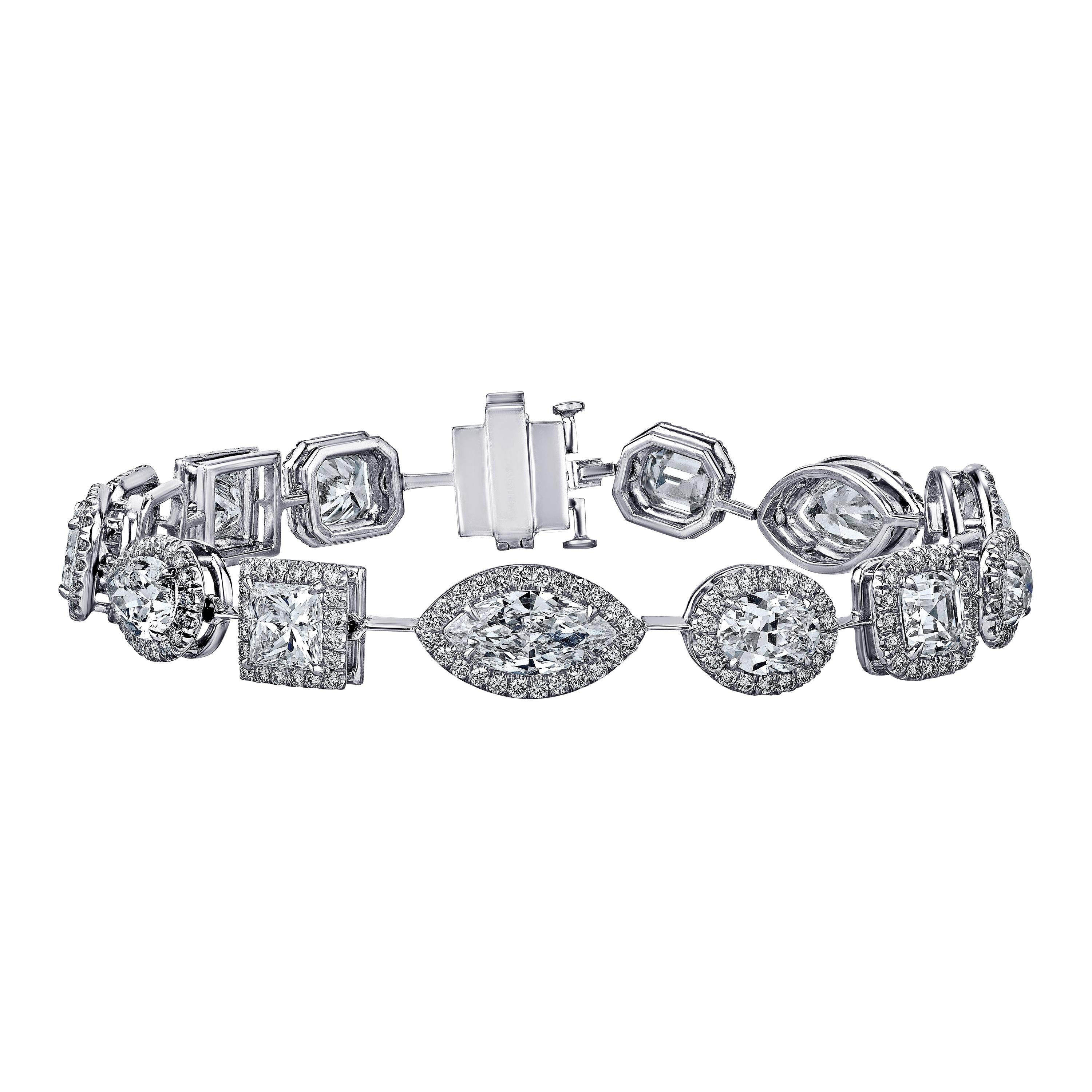 16.98 Carat Fancy Shaped Diamond Bracelet