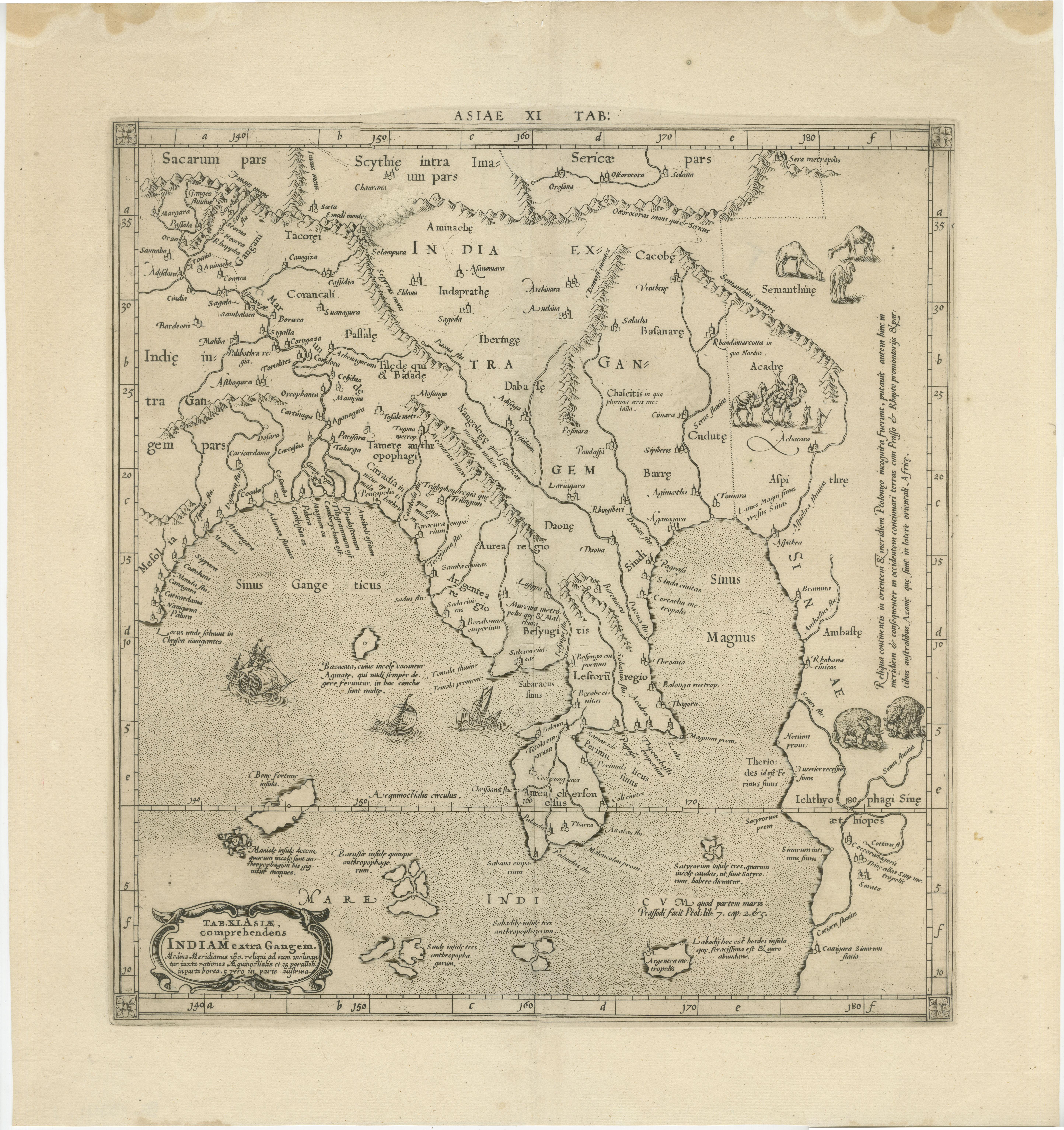 Papier Carte Mercator Ptolemaique d'Asie Est des Ganges, 1698 en vente