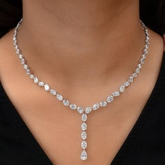 16.98Ct Klassische Braut Y-Drop Diamant-Halskette 14K Weißgold Alle Zölle gezahlt