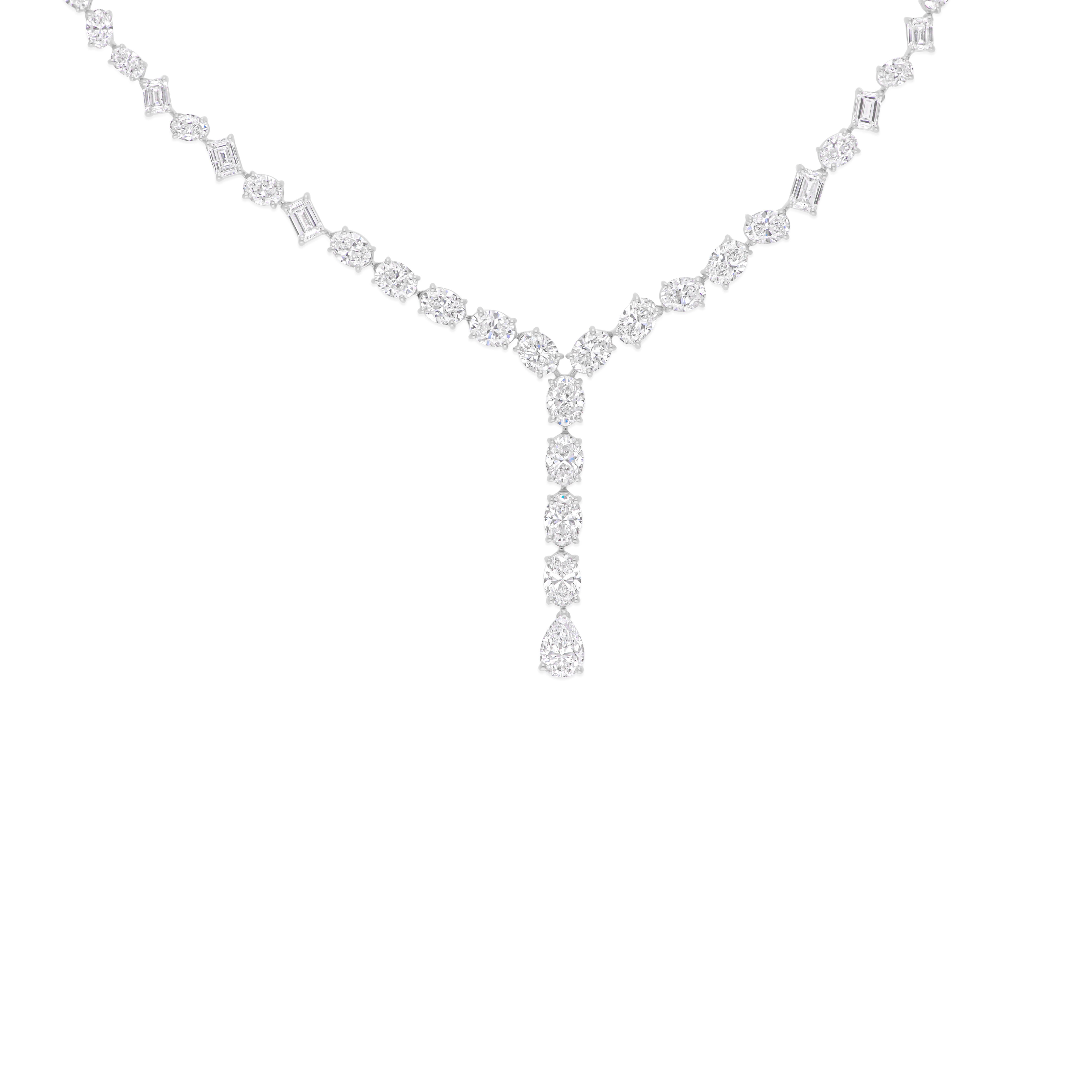 16.98Ct Collar de Diamantes Clásico Nupcial Gota en Y Oro Blanco de 18K Todos los aranceles pagados. Moderno en venta