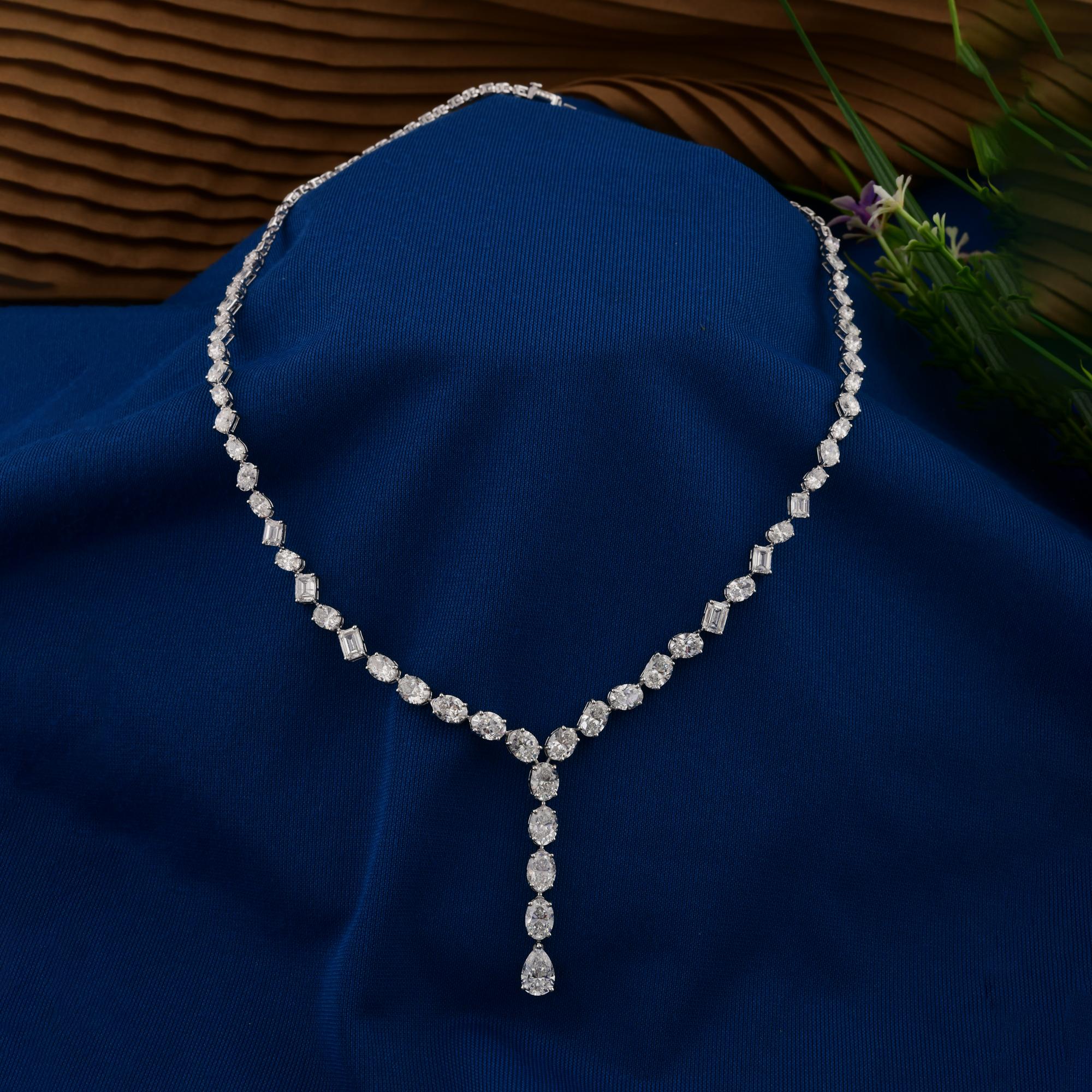 16.98Ct Collar de Diamantes Clásico Nupcial Gota en Y Oro Blanco de 18K Todos los aranceles pagados. Corte mixto en venta