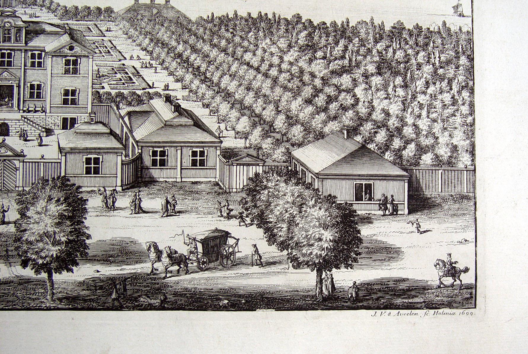 1699 Swedish Baroque Sandmare Estate Engraving In Good Condition In Seguin, TX