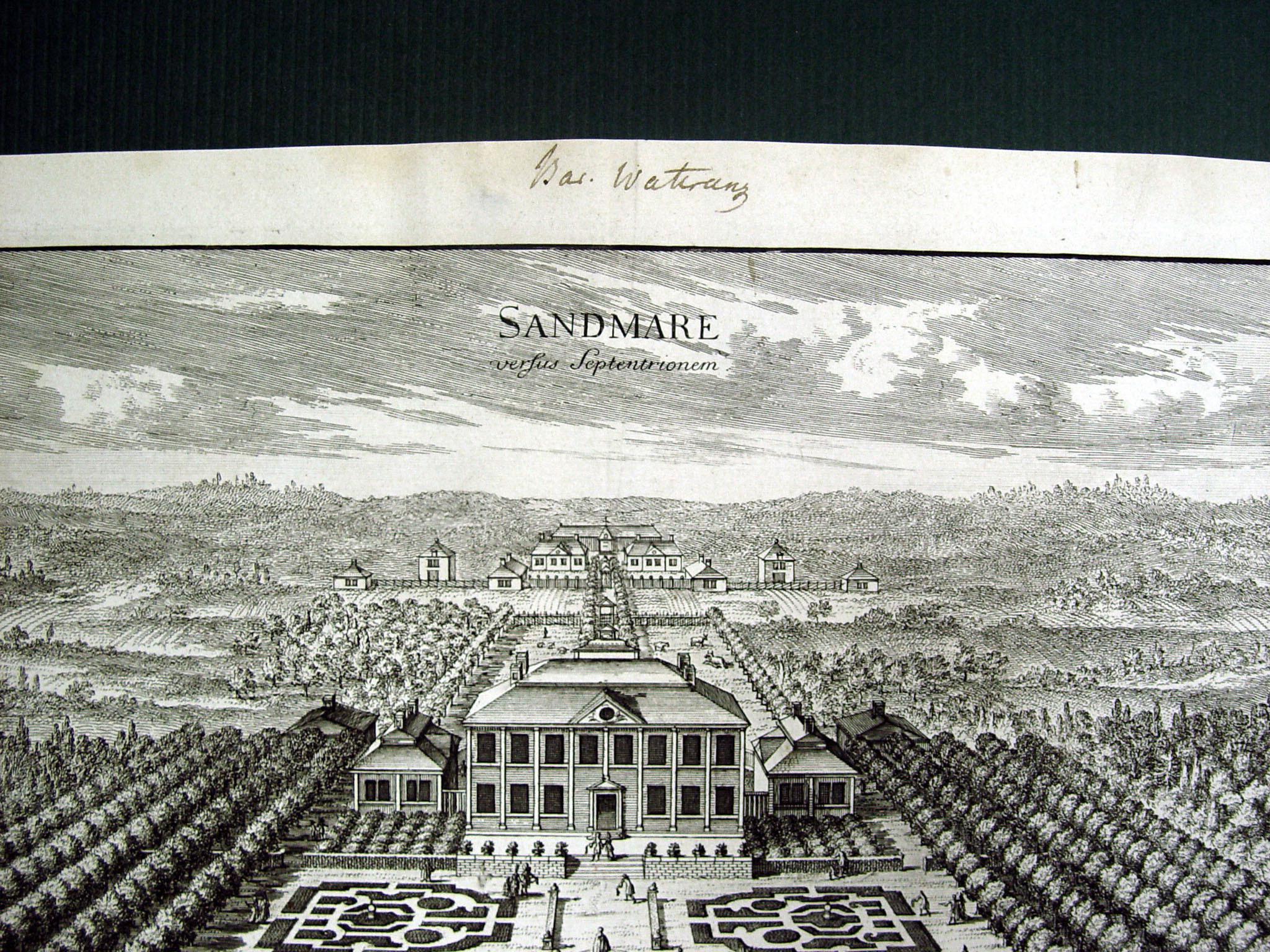 Late 17th Century 1699 Swedish Baroque Sandmare Estate & Harbor Engraving