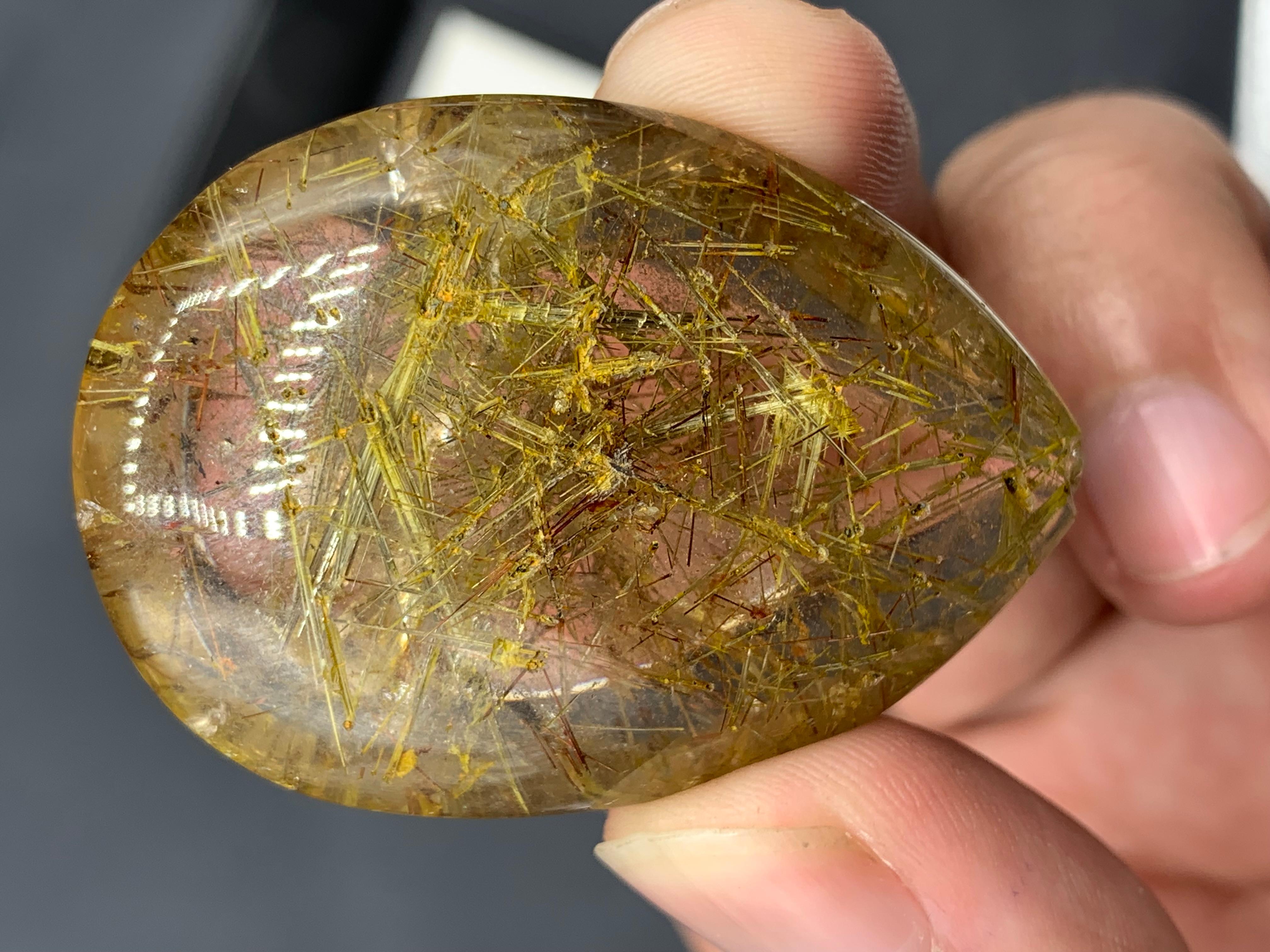 Women's or Men's 169.90 Carat Natural Loose Rutile Quartz Huge Pear Shape Gem For Sale