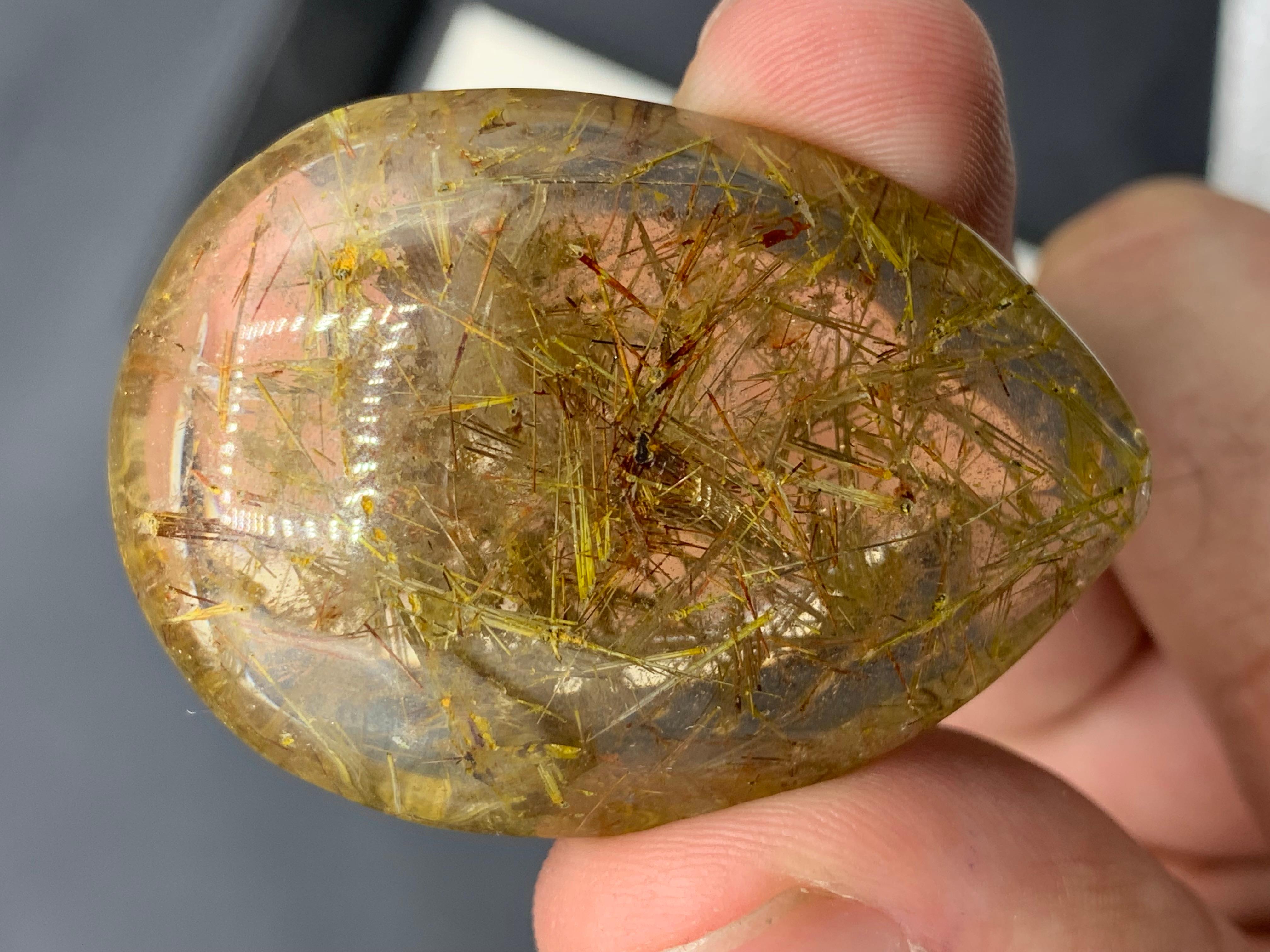 169.90 Carat Natural Loose Rutile Quartz Huge Pear Shape Gem For Sale 2