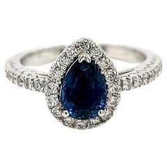 2,09 Gesamtkarat Blauer Saphir Diamant Verlobungsring